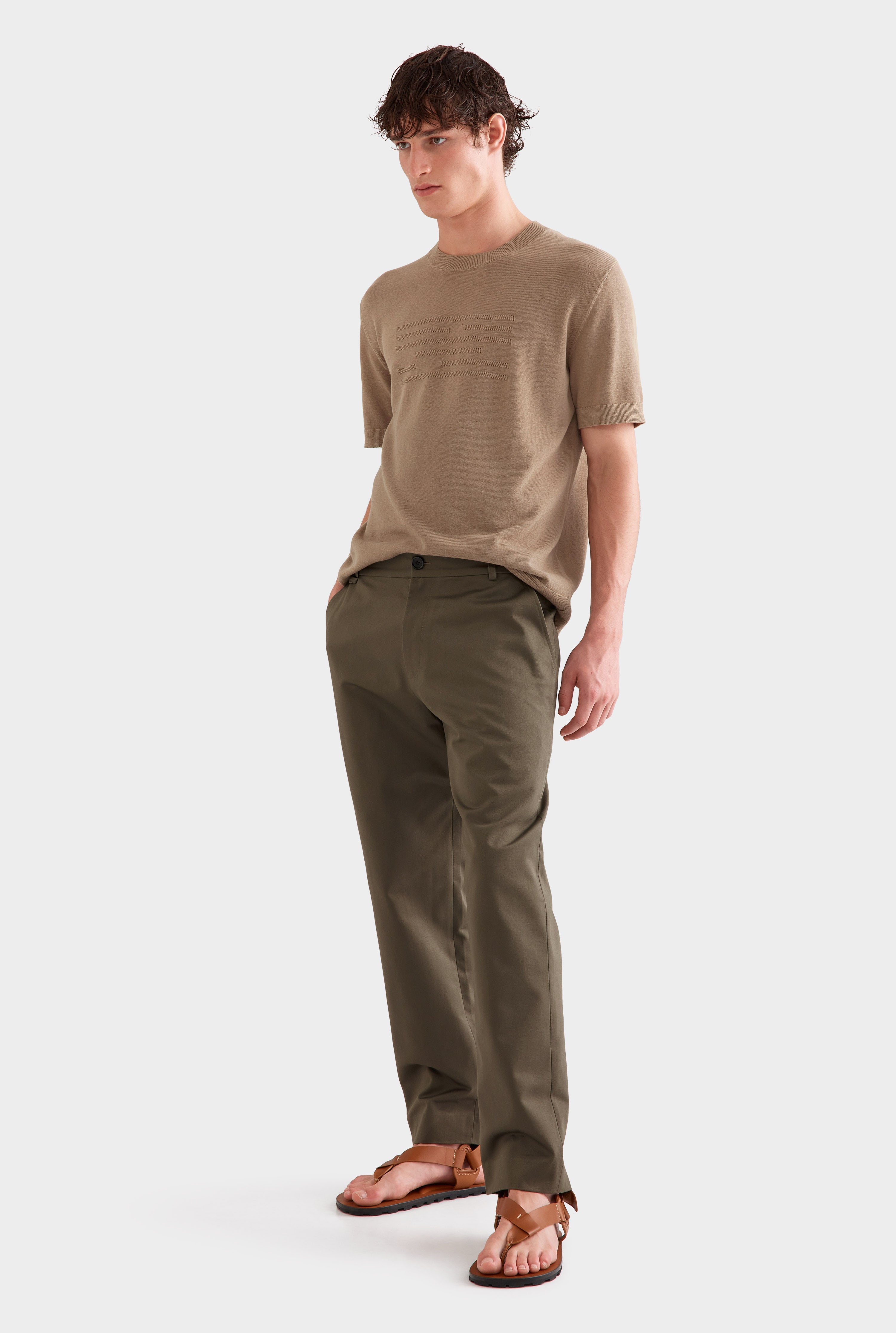 Cotton Twill Chino Trouser - Dark Olive