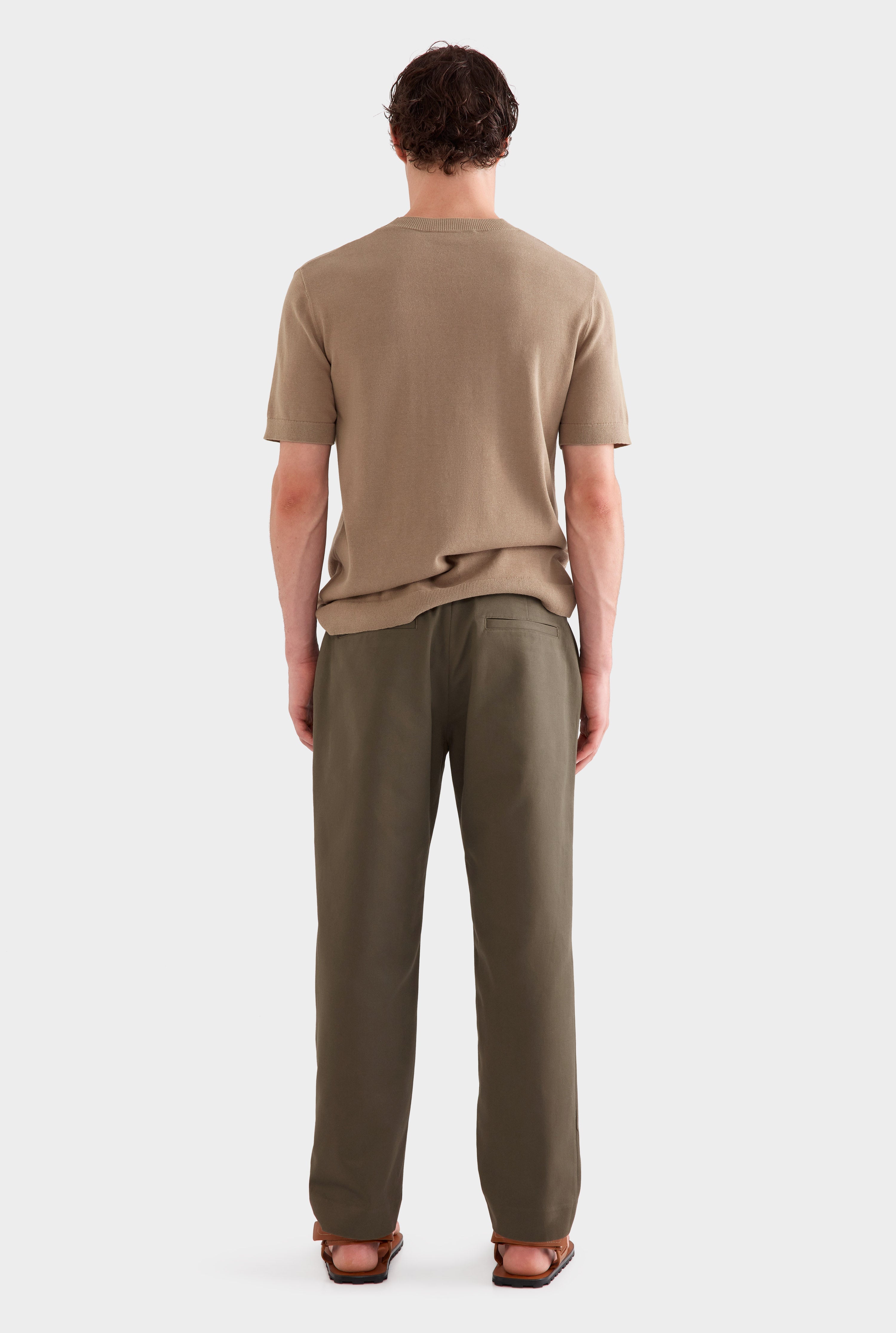 Cotton Twill Chino Trouser - Dark Olive