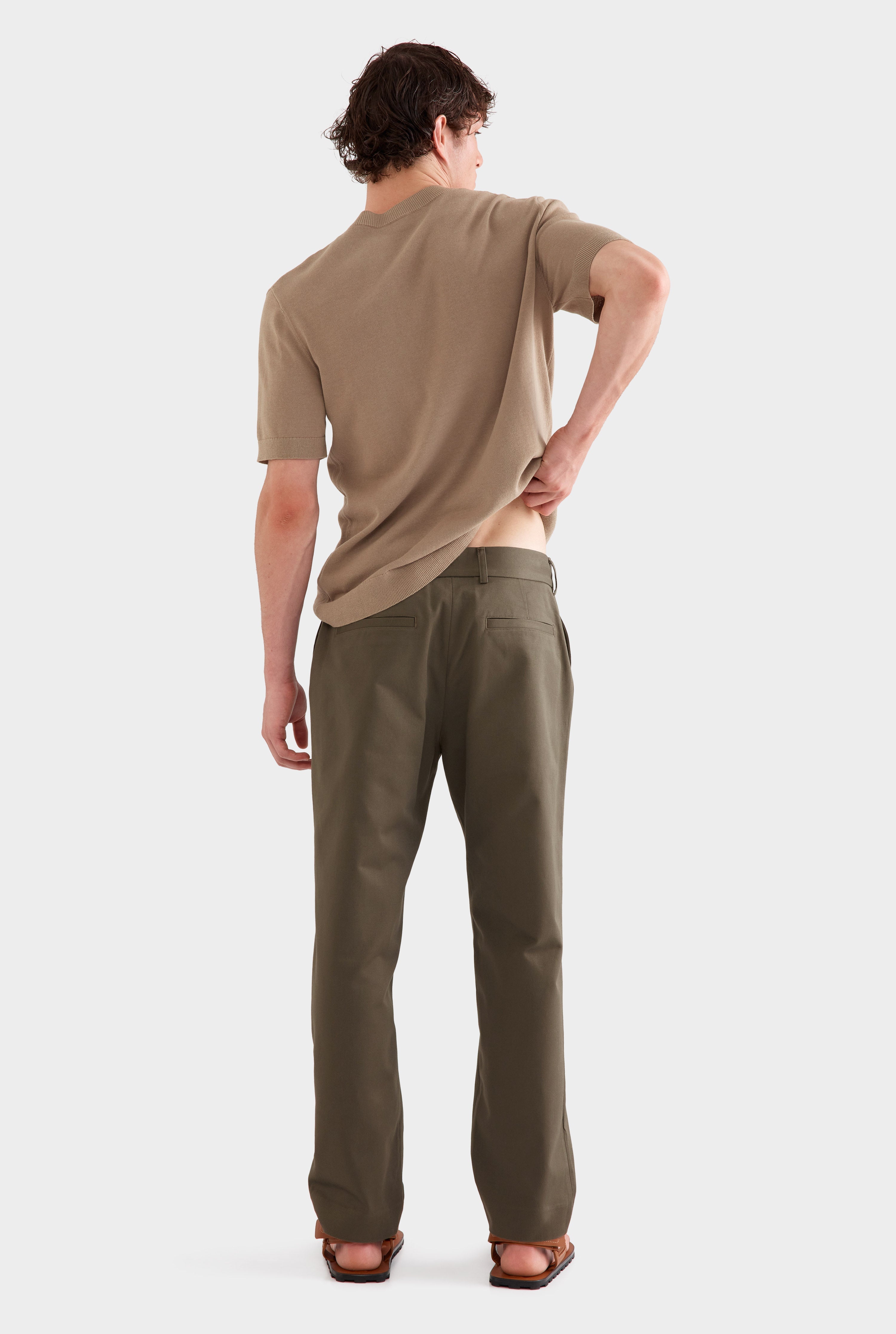 Cotton Twill Chino Trouser - Dark Olive