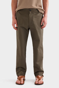 Cotton Twill Chino Trouser - Dark Olive
