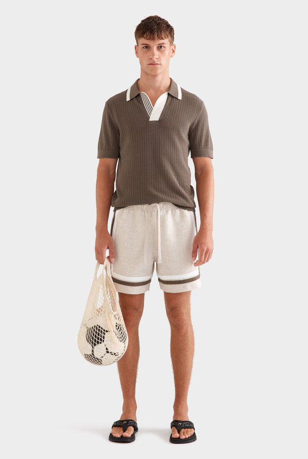 Crochet Border Lounge Short - Sand