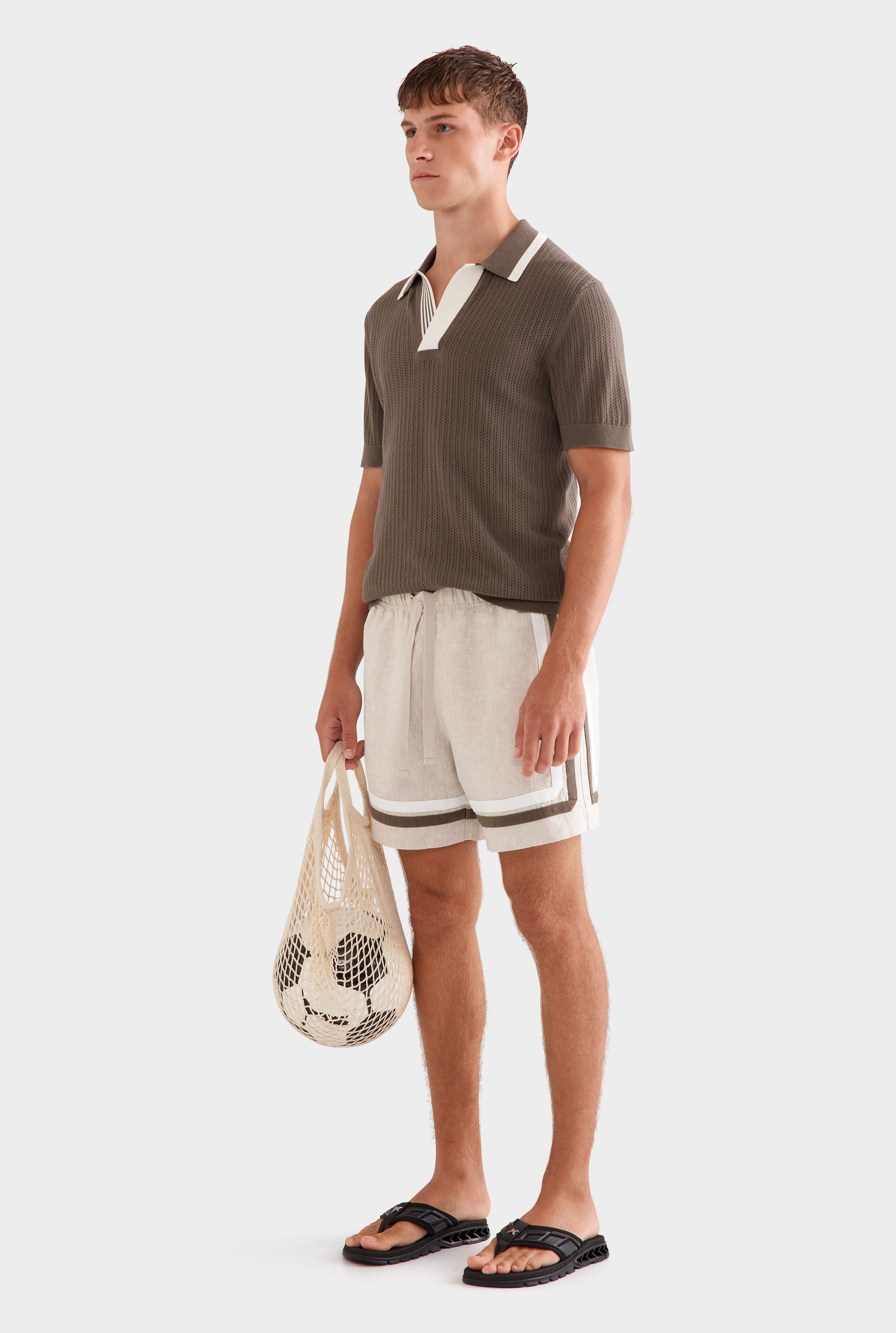 Crochet Border Lounge Short - Sand