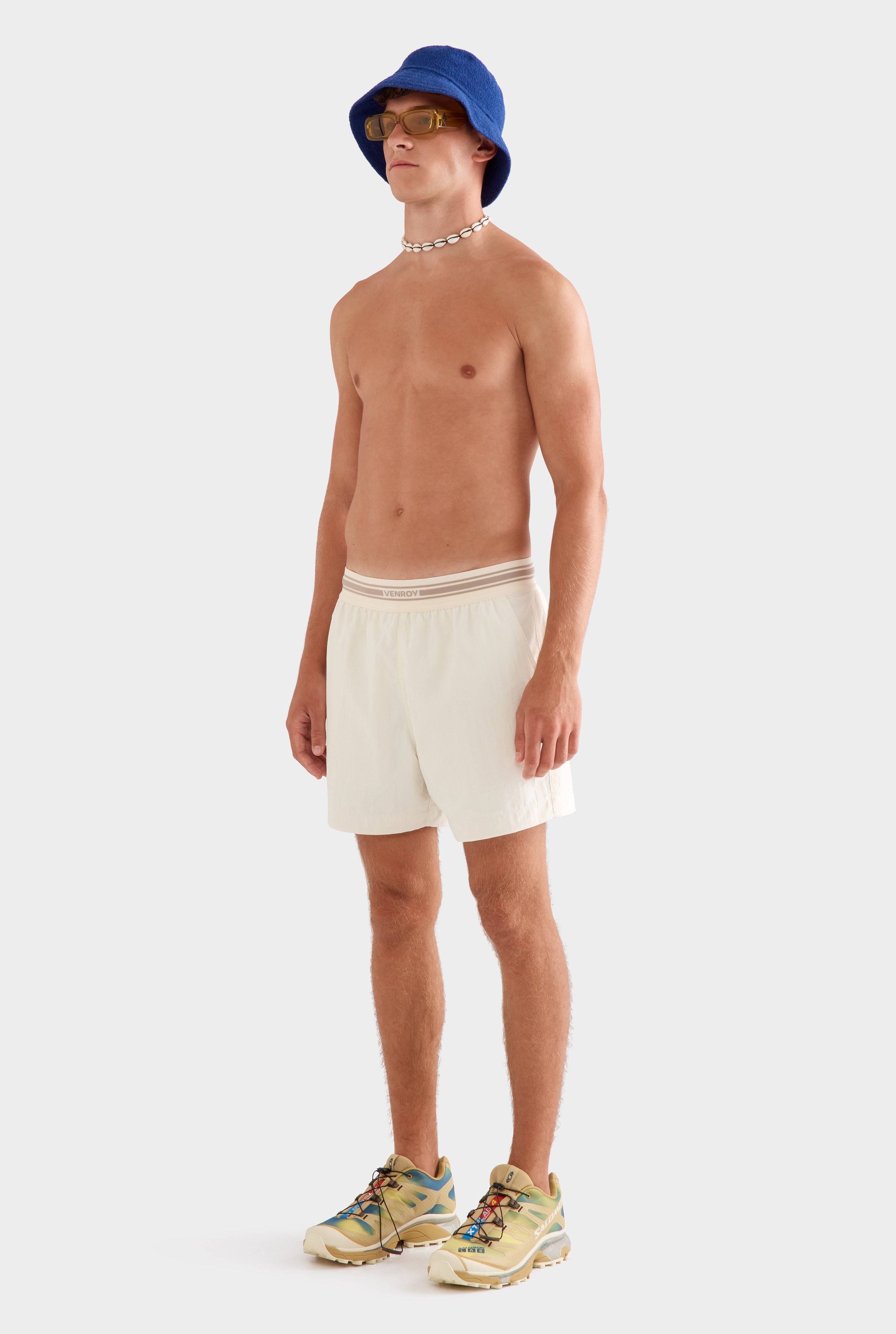 Exposed Elastic Swim Short - Cream