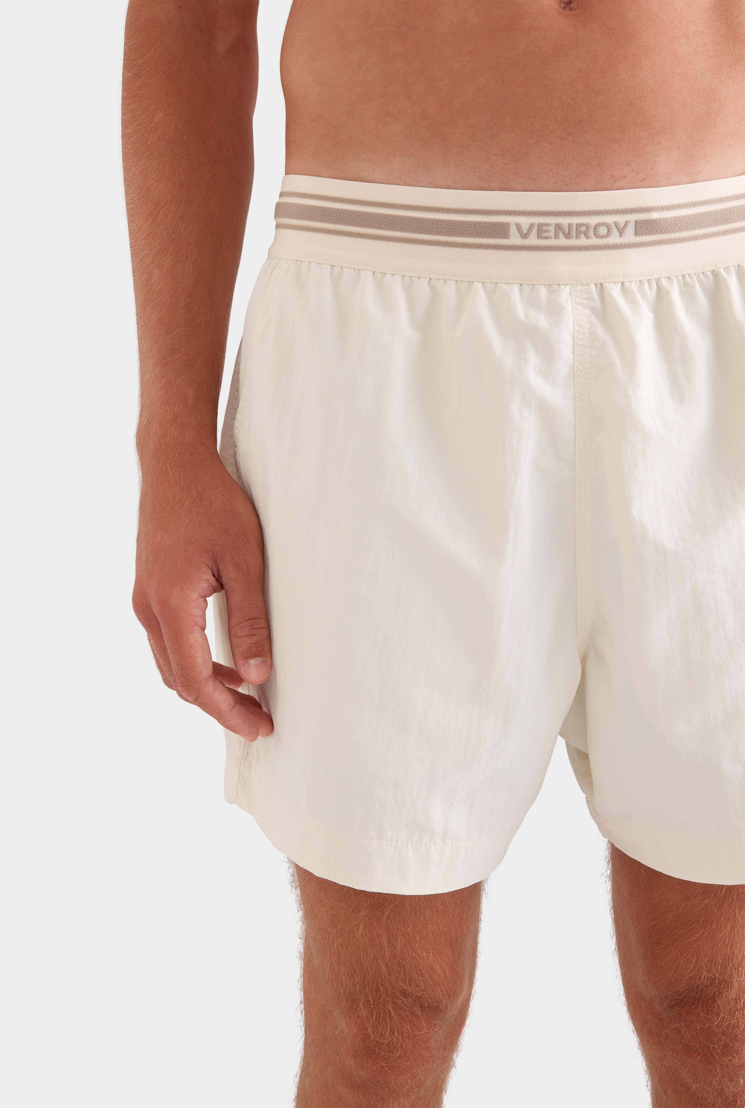 Exposed Elastic Swim Short - Cream