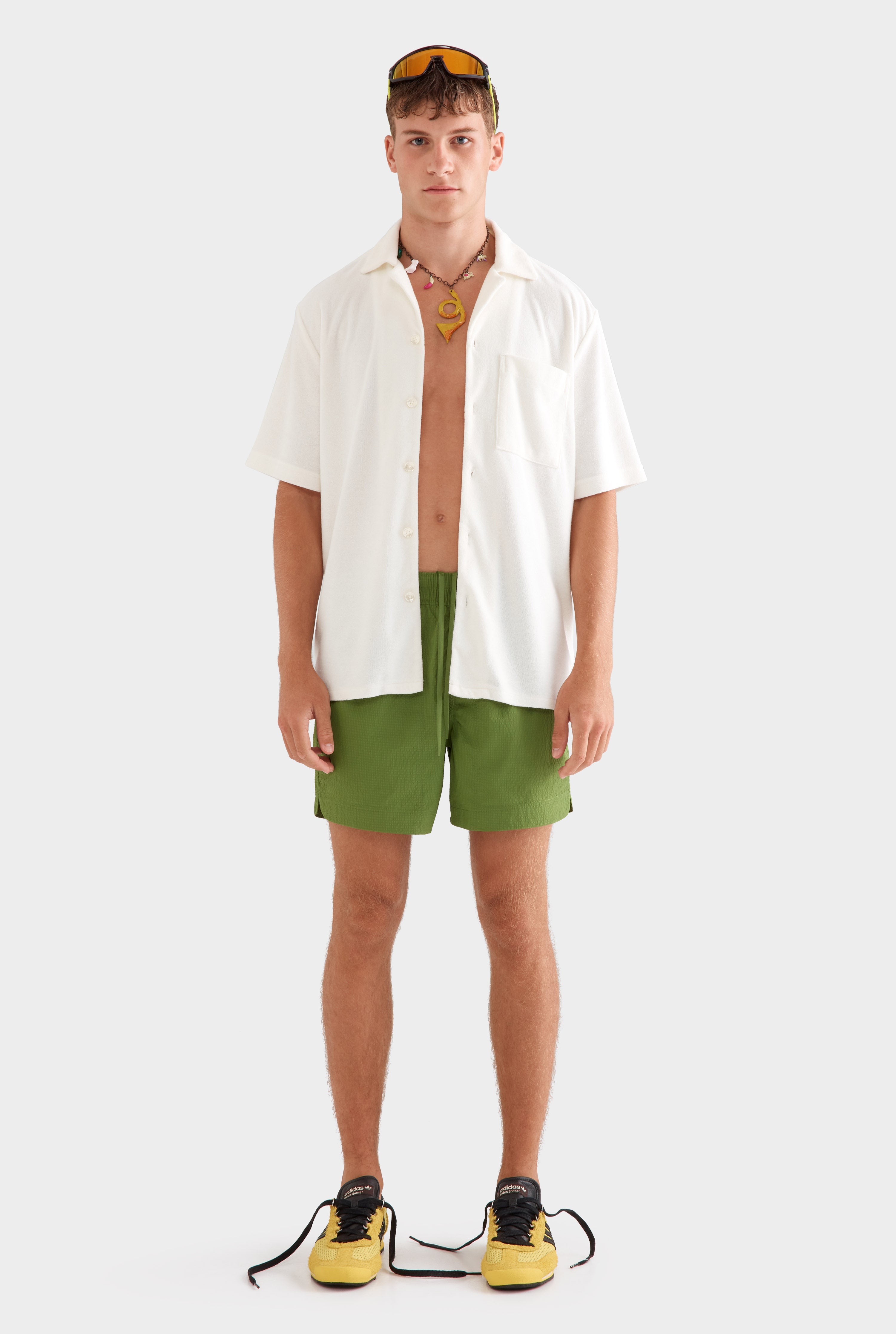 Flat Hem Terry Camp Collar Shirt - Milk