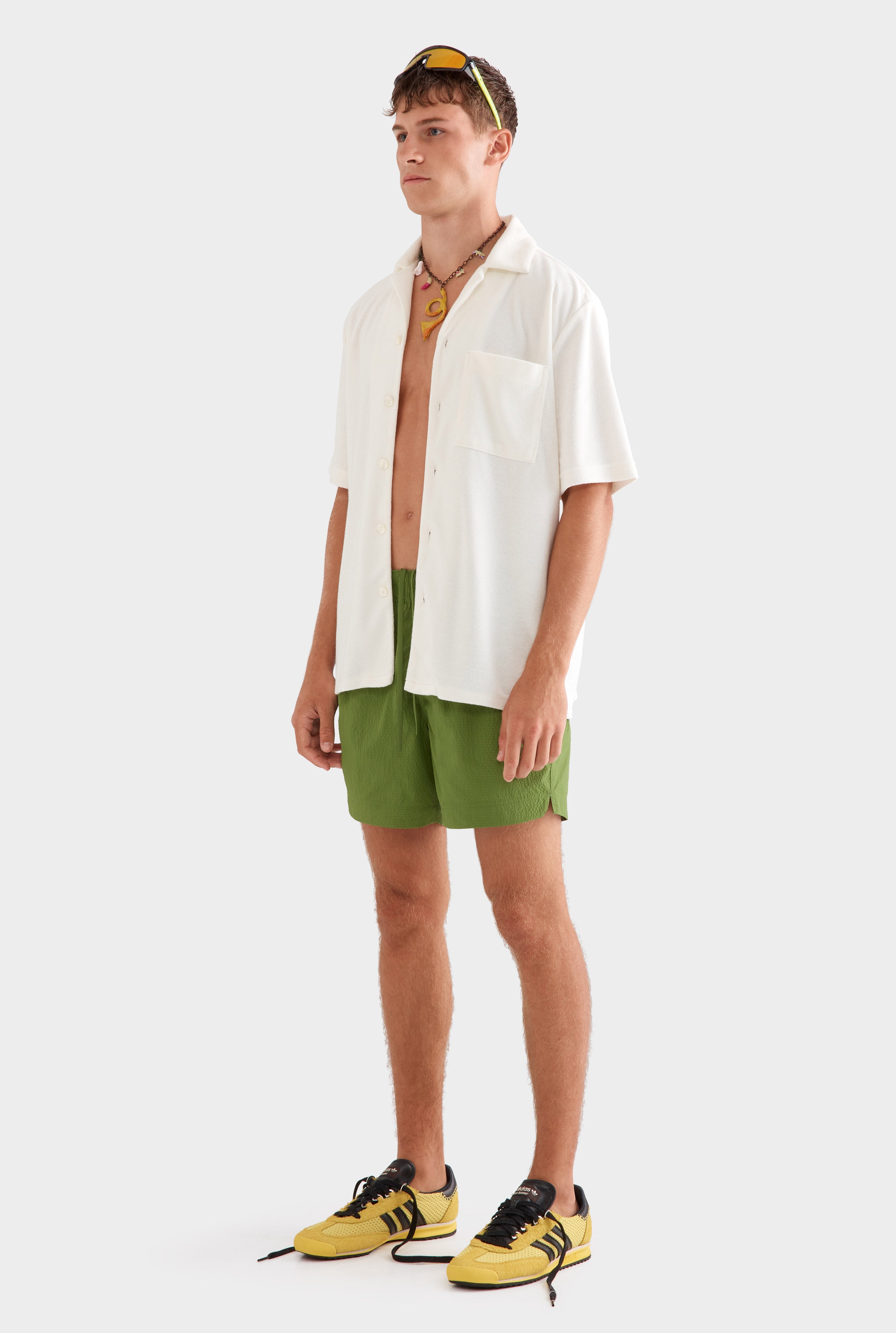 Flat Hem Terry Camp Collar Shirt - Milk