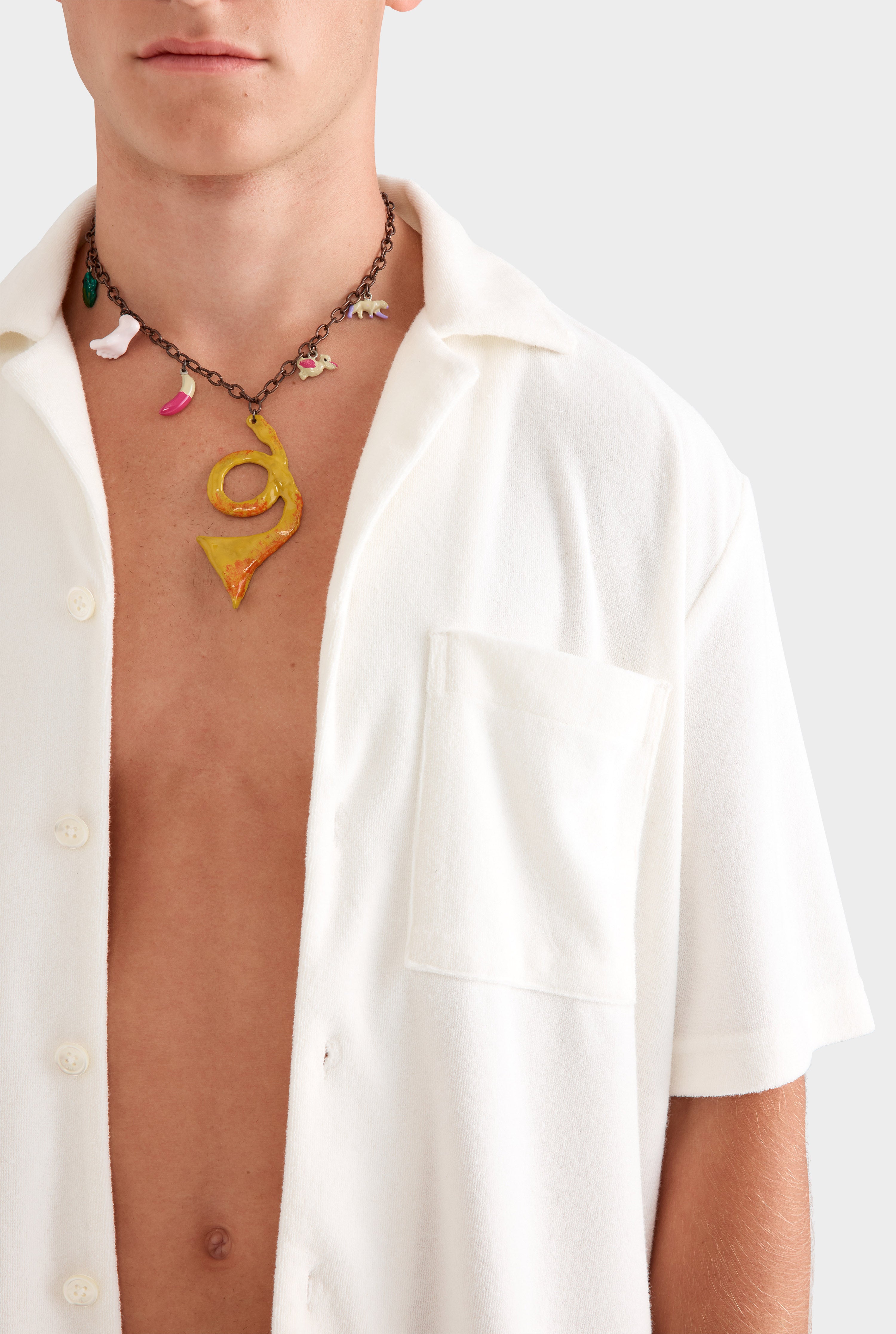 Flat Hem Terry Camp Collar Shirt - Milk