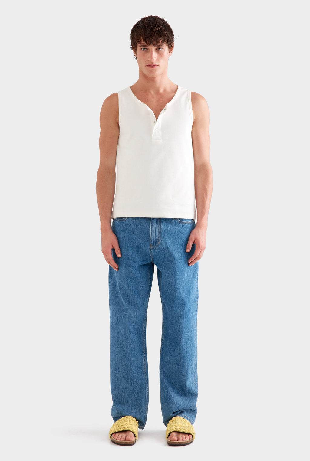 Jersey Henley Tank - Cream
