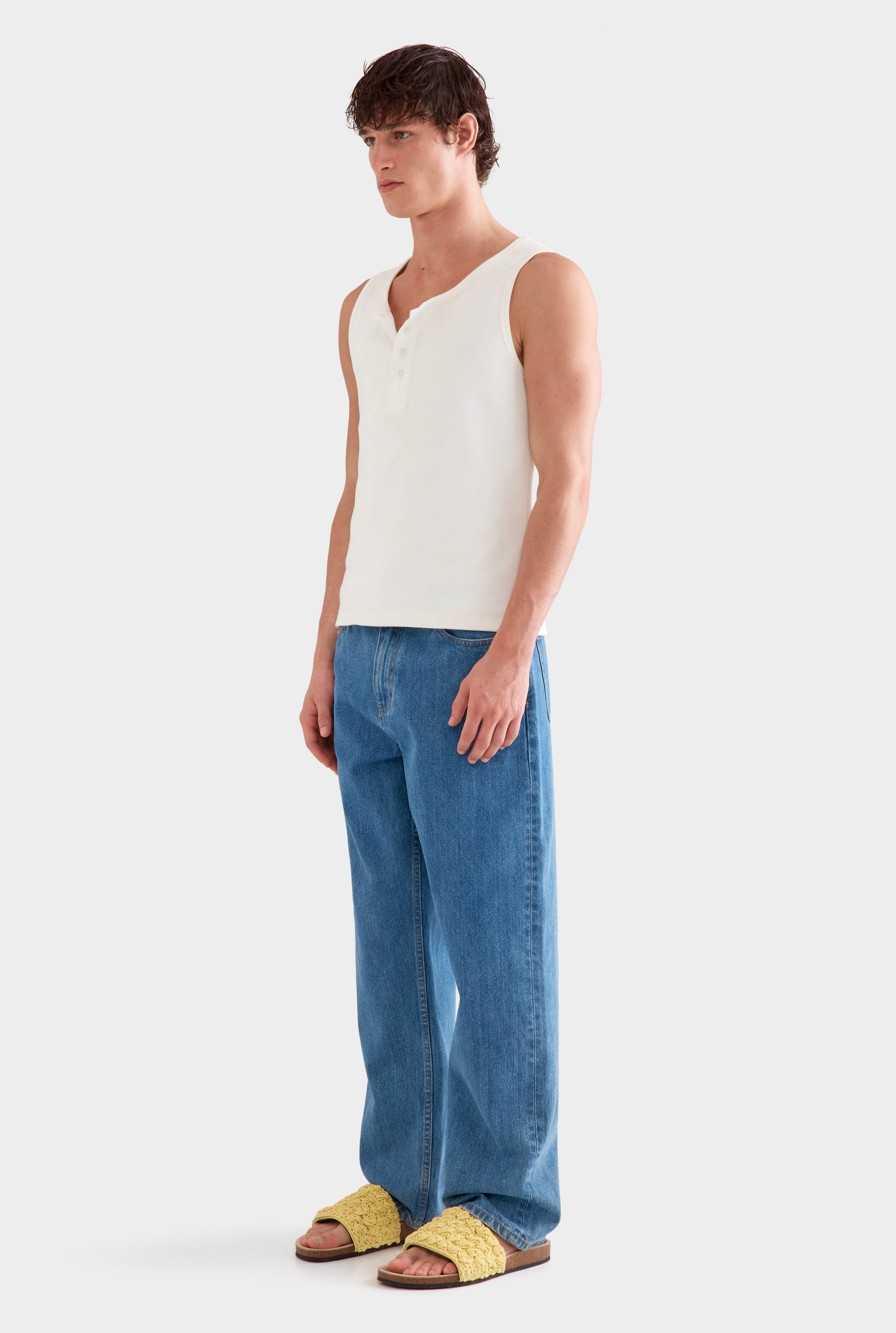 Jersey Henley Tank - Cream