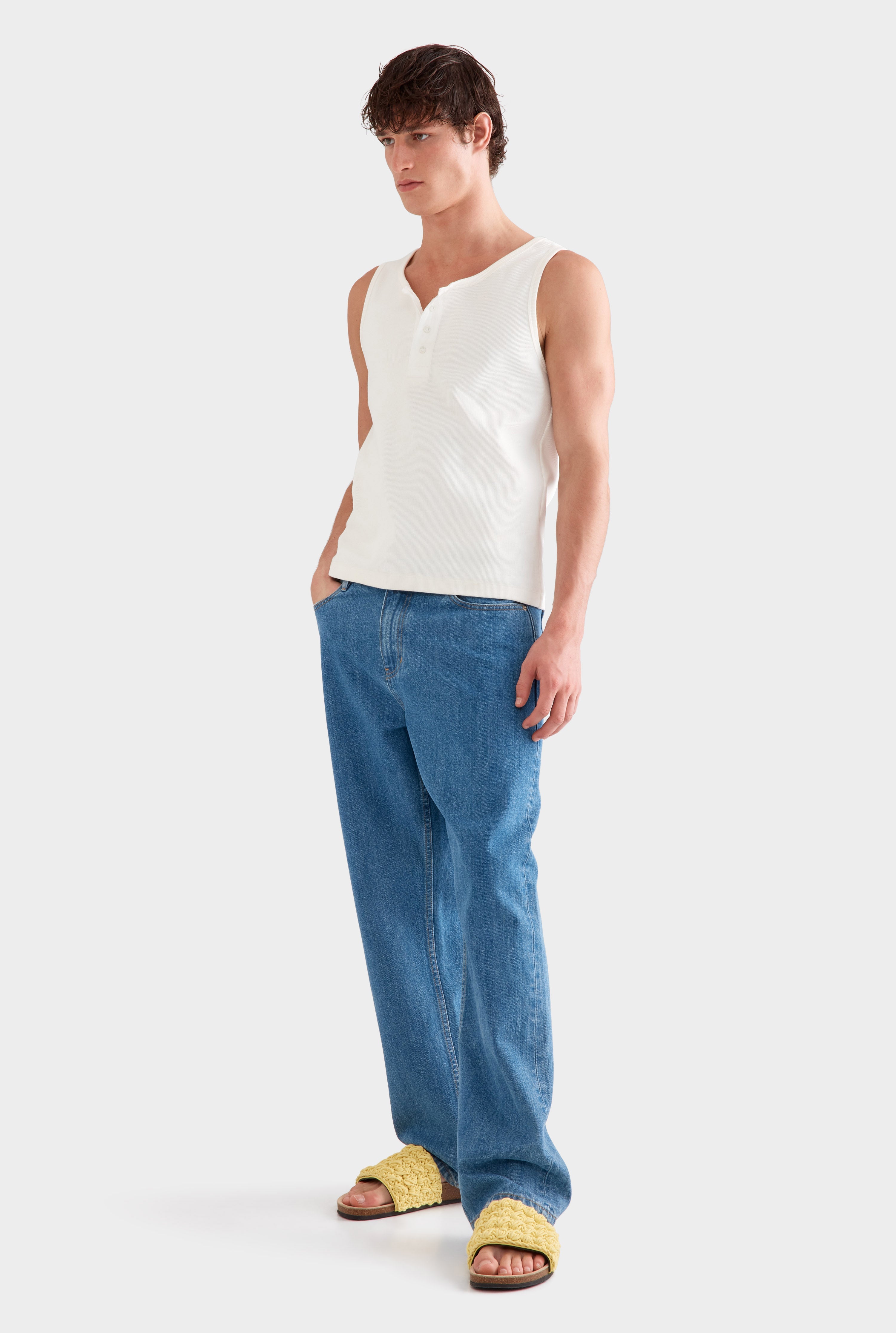 Jersey Henley Tank - Cream