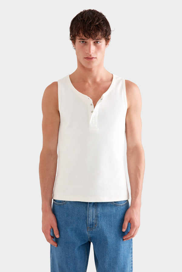 Jersey Henley Tank - Cream