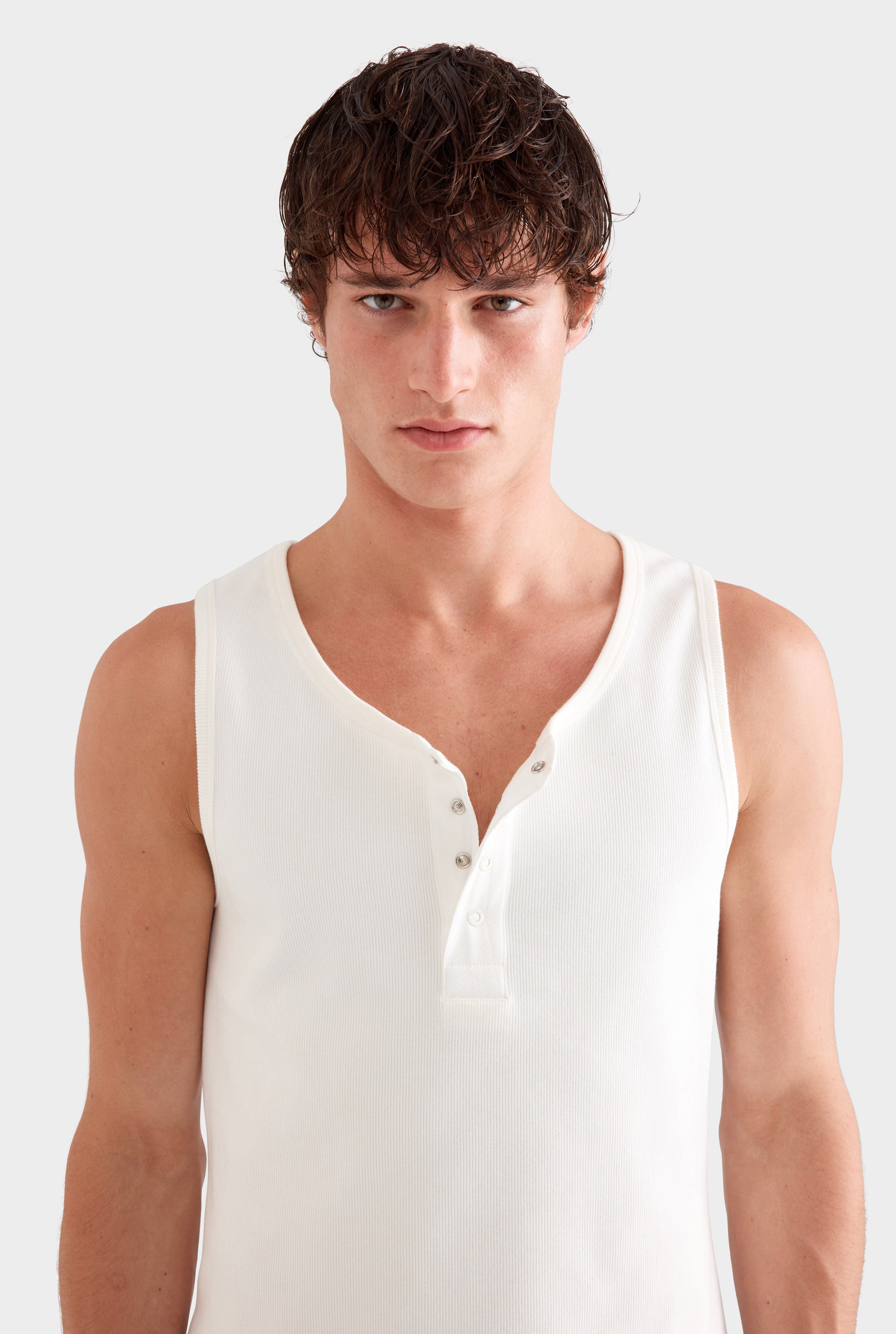 Jersey Henley Tank - Cream