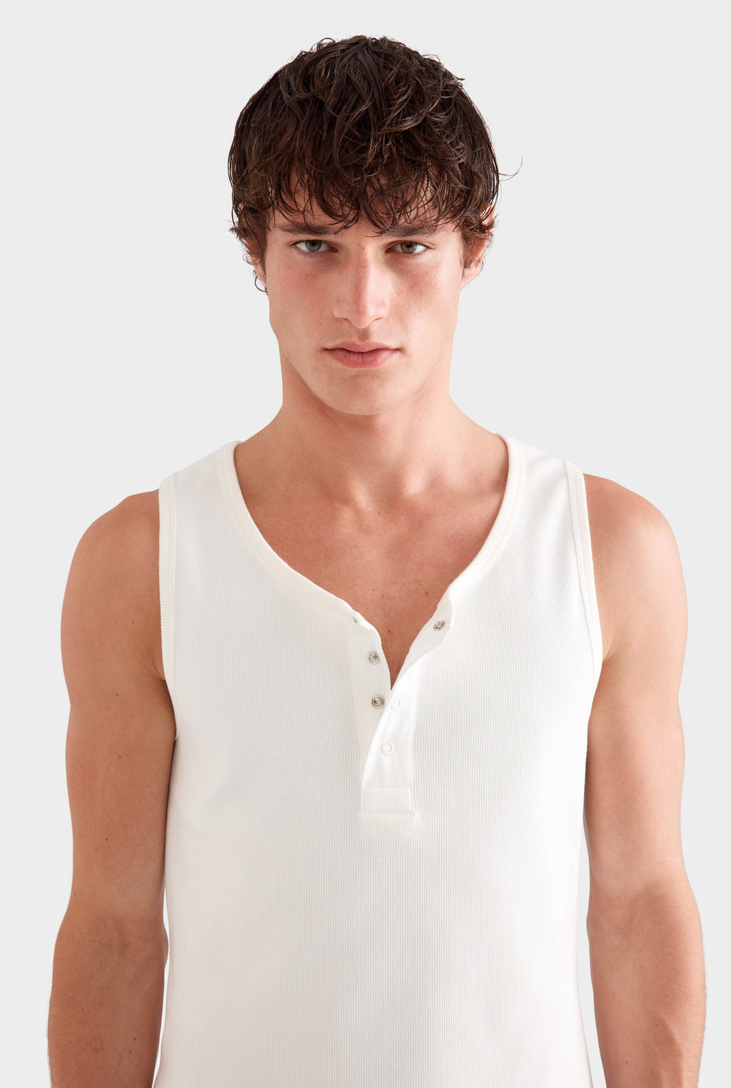Jersey Henley Tank - Cream
