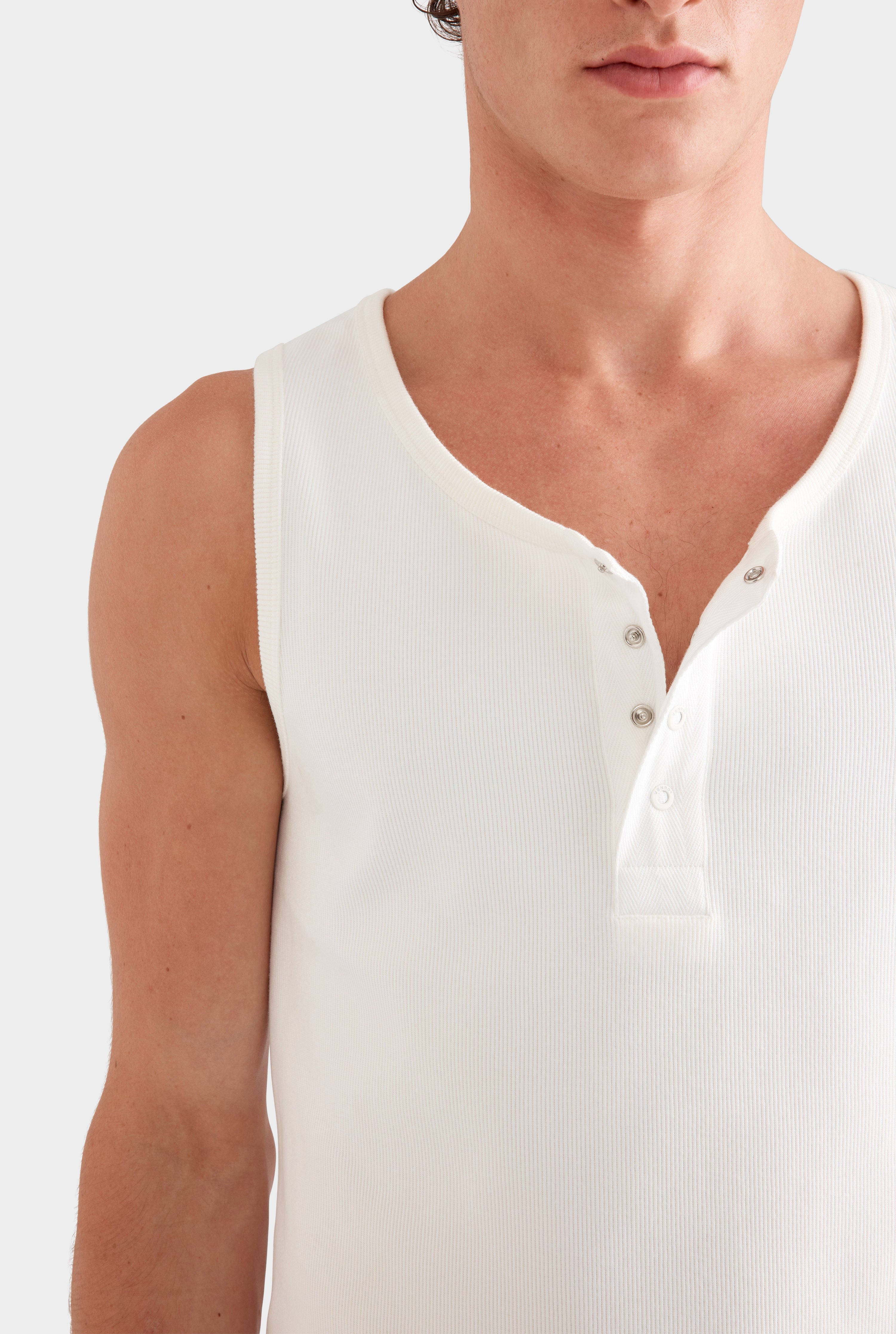 Jersey Henley Tank - Cream