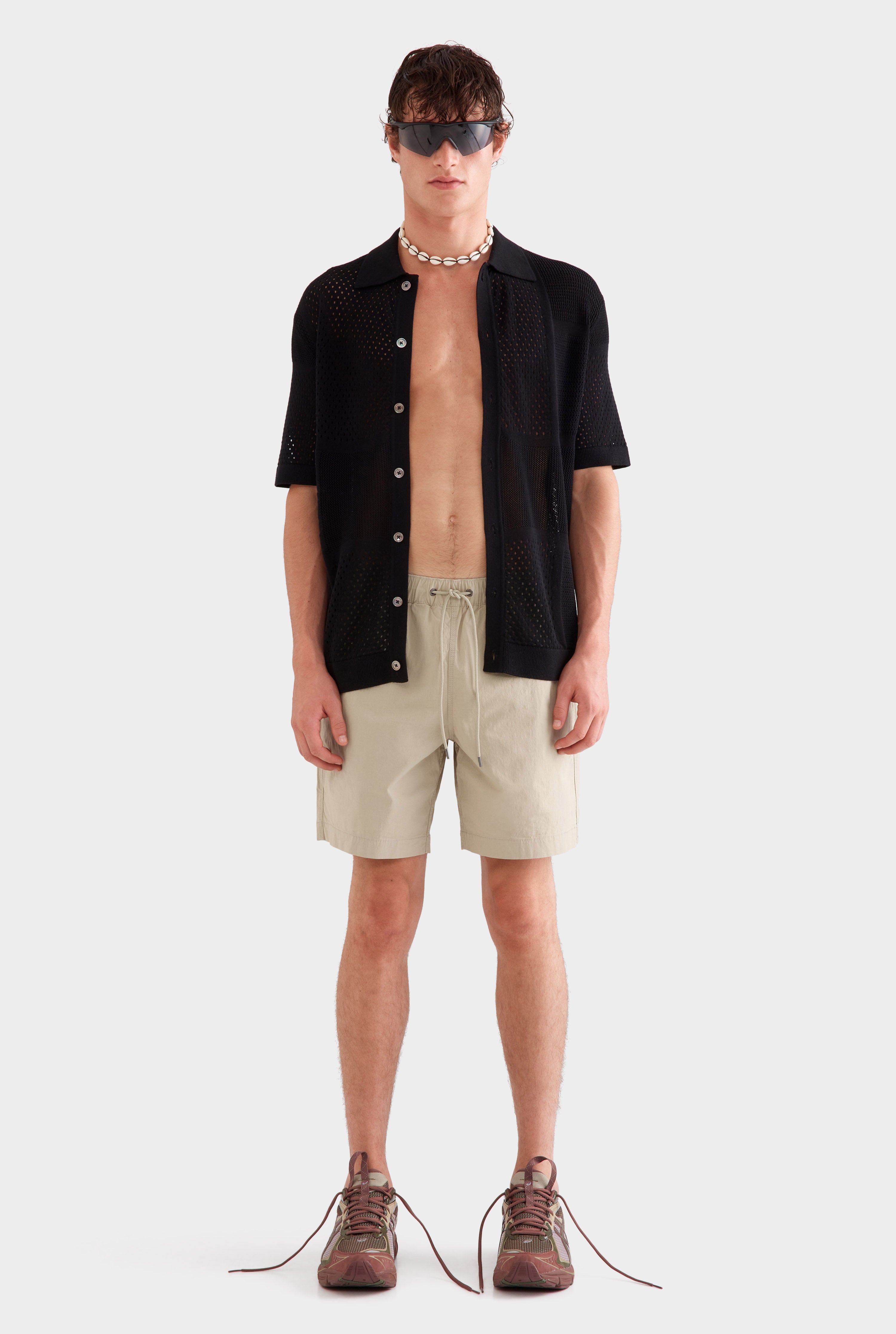 Multi Stitch Cotton Knit T-Shirt - Black