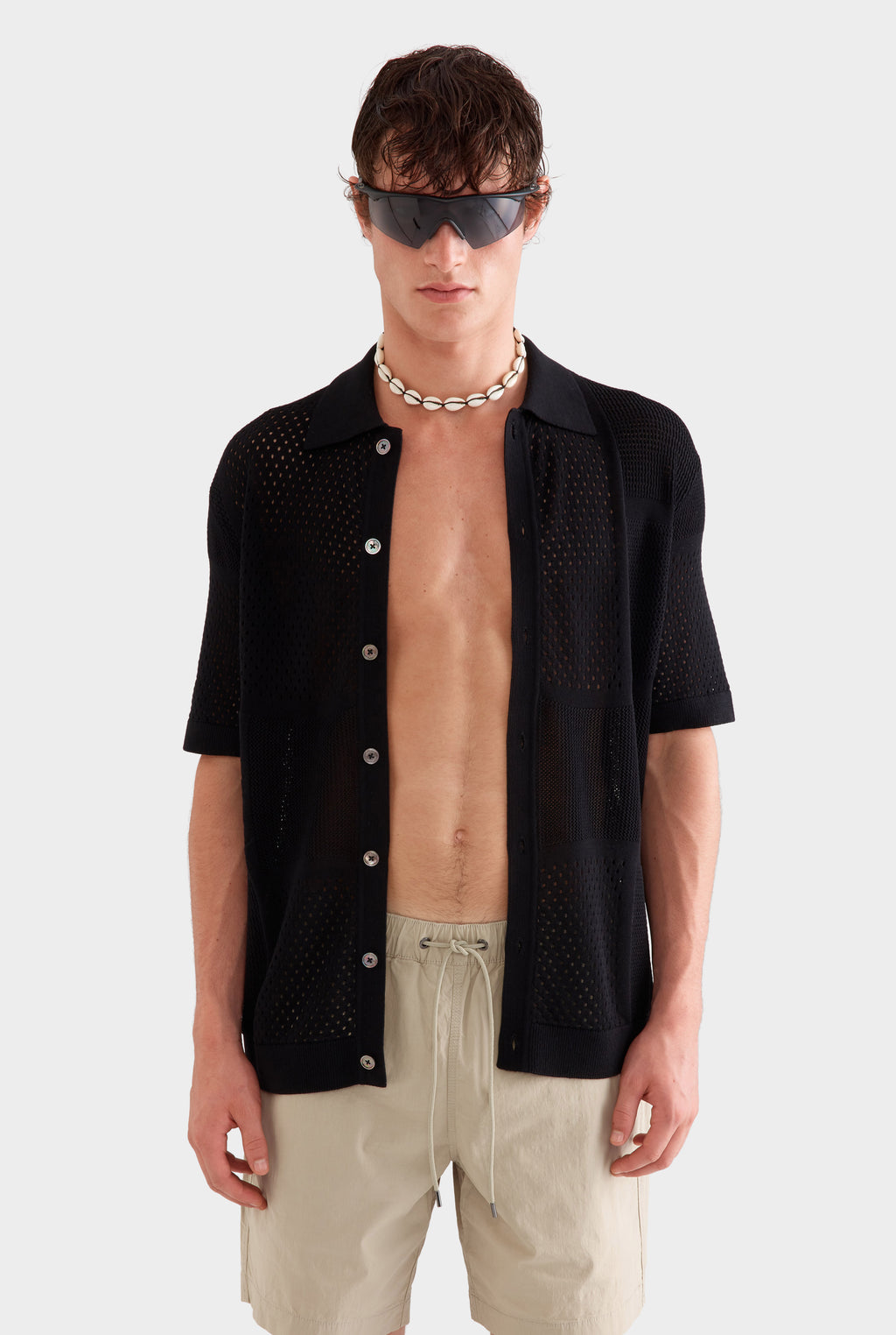 Multi Stitch Cotton Knit T-Shirt - Black
