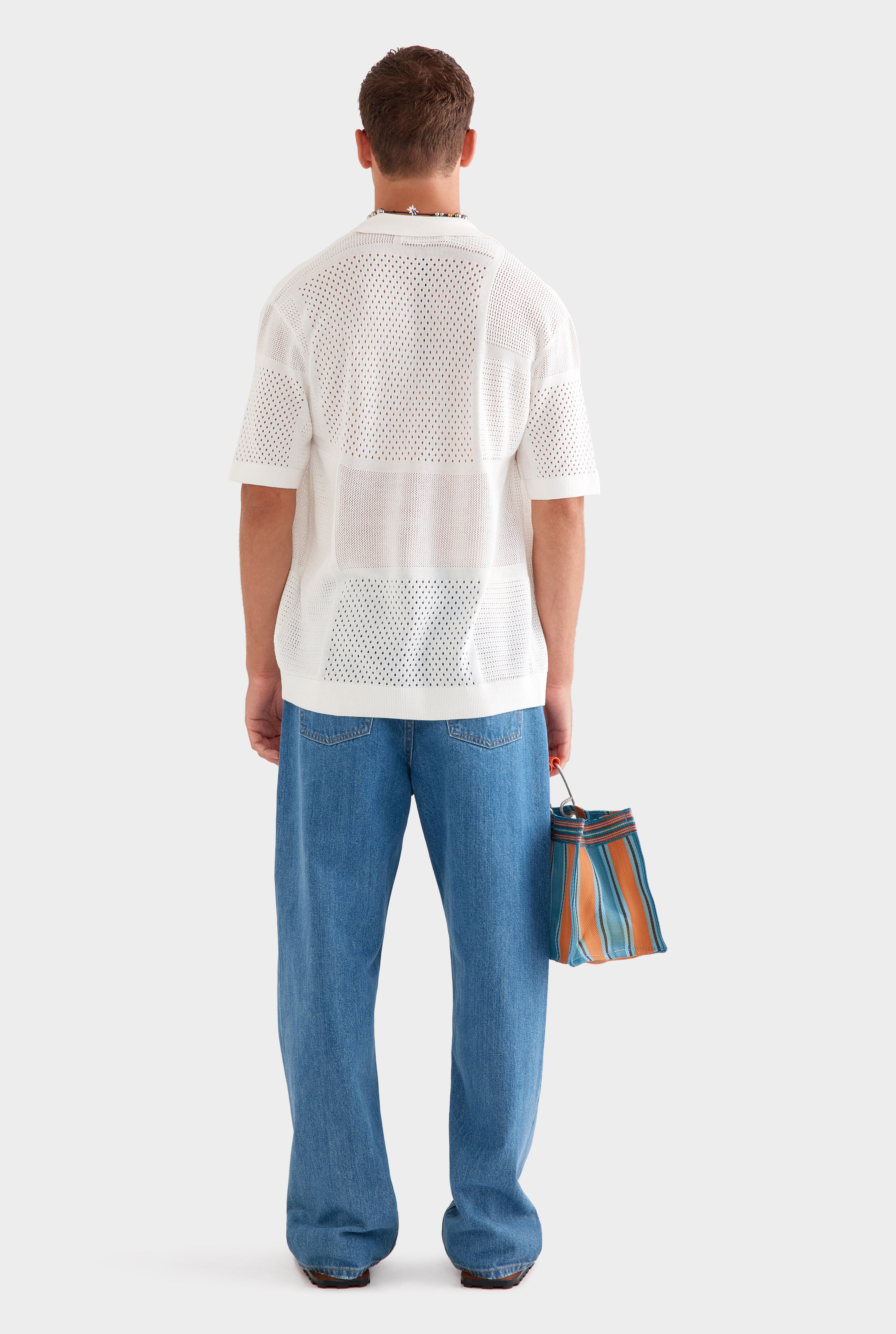 Multi Stitch Cotton Knit T-Shirt - Off White
