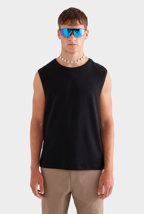 Organic Cotton Muscle Tank - Black