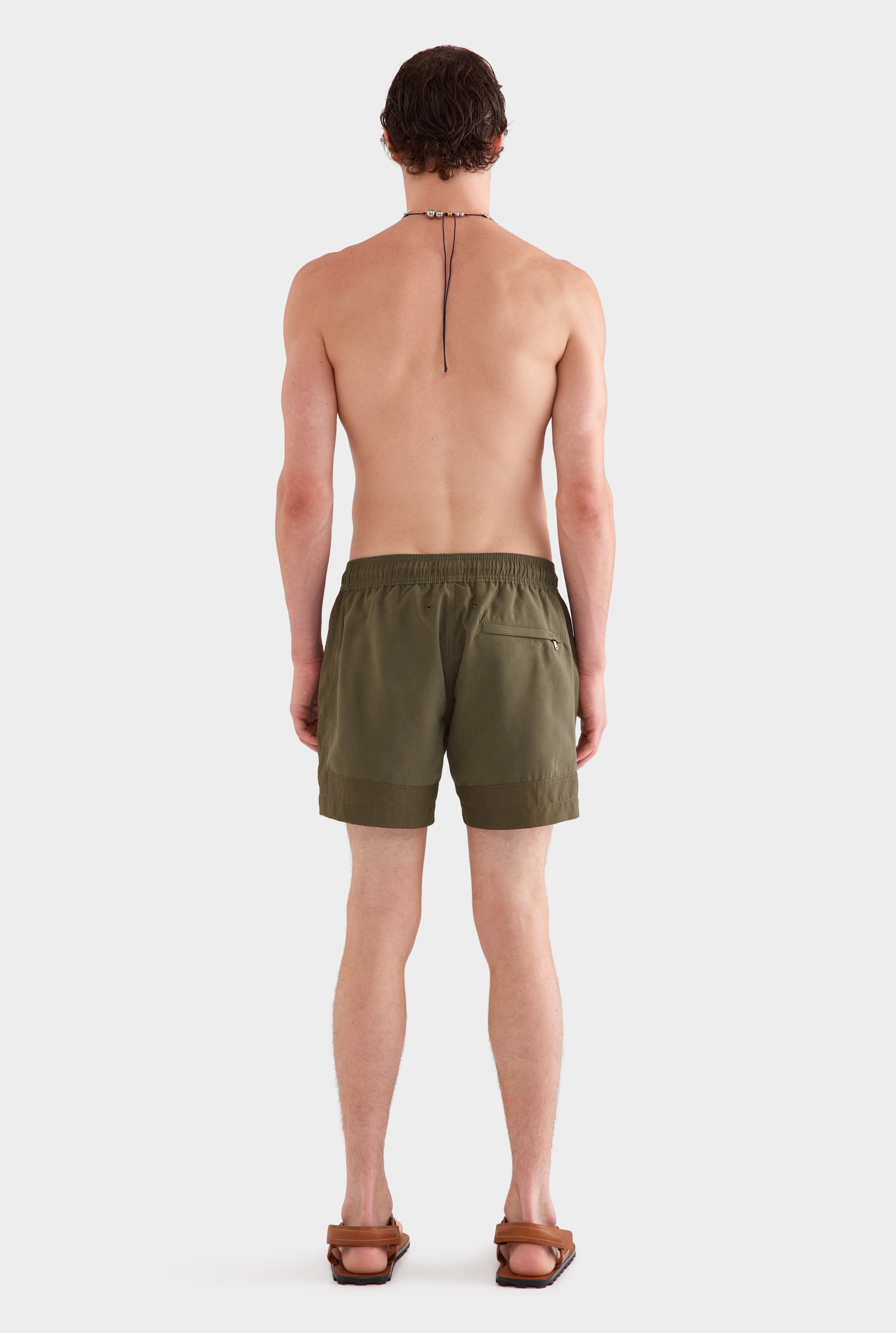 Panelled Border Swim Short - Deep Olive