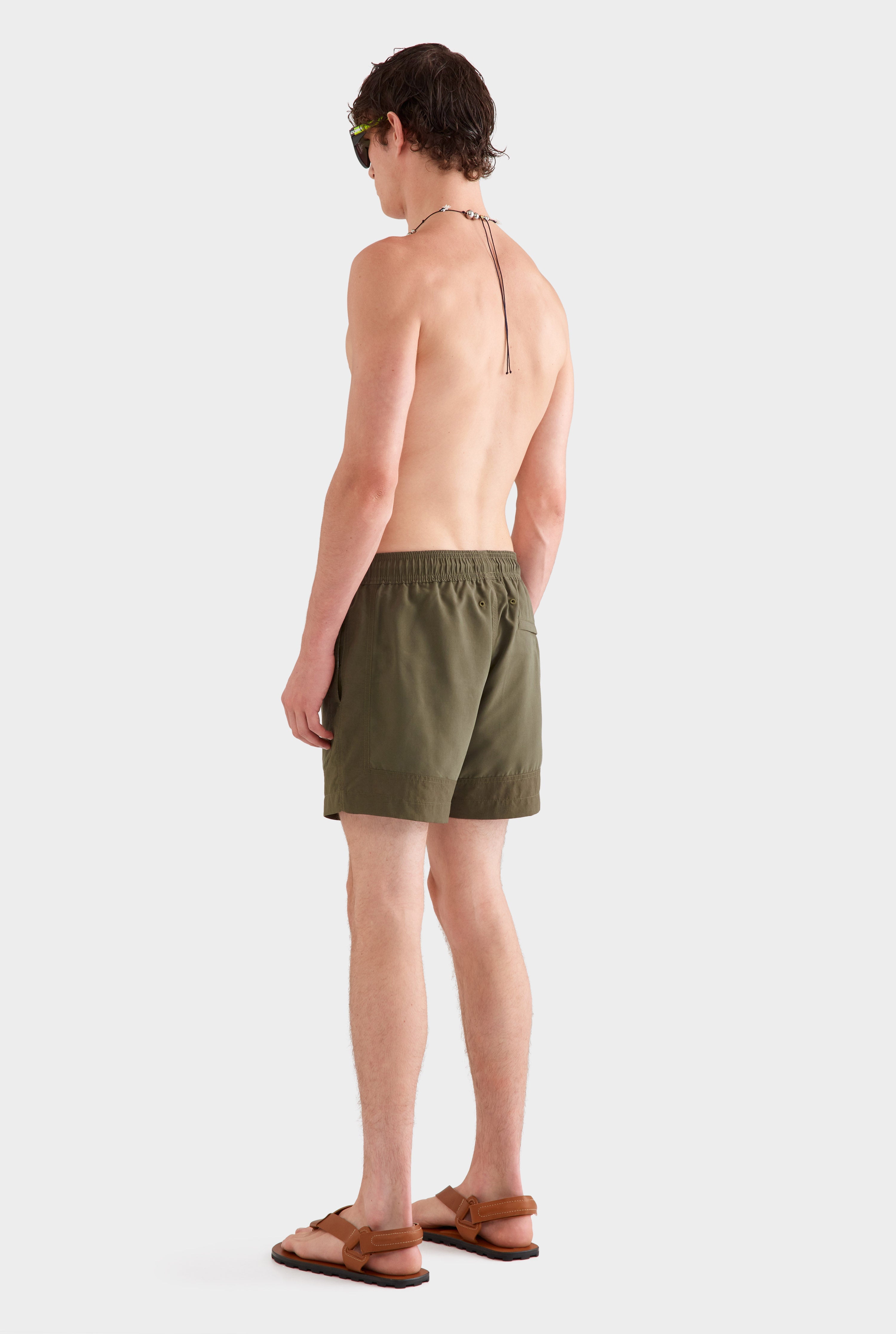 Panelled Border Swim Short - Deep Olive
