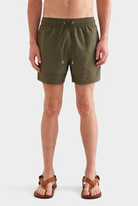 Panelled Border Swim Short - Deep Olive