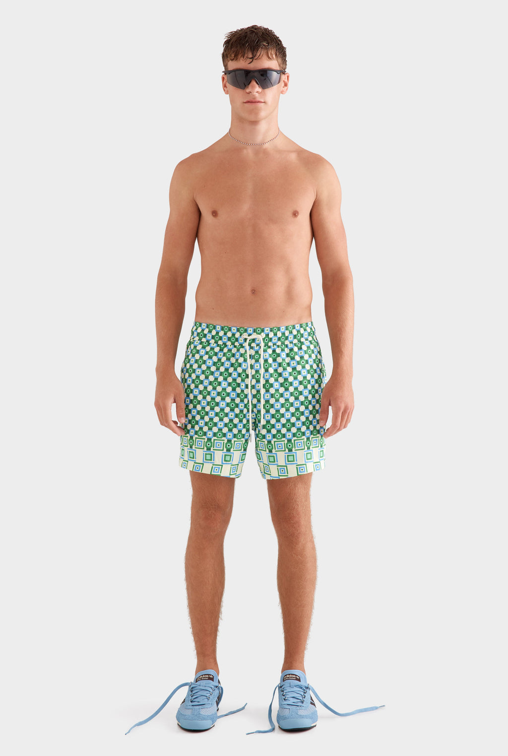 Printed Swim Short - Blue/Green Geo