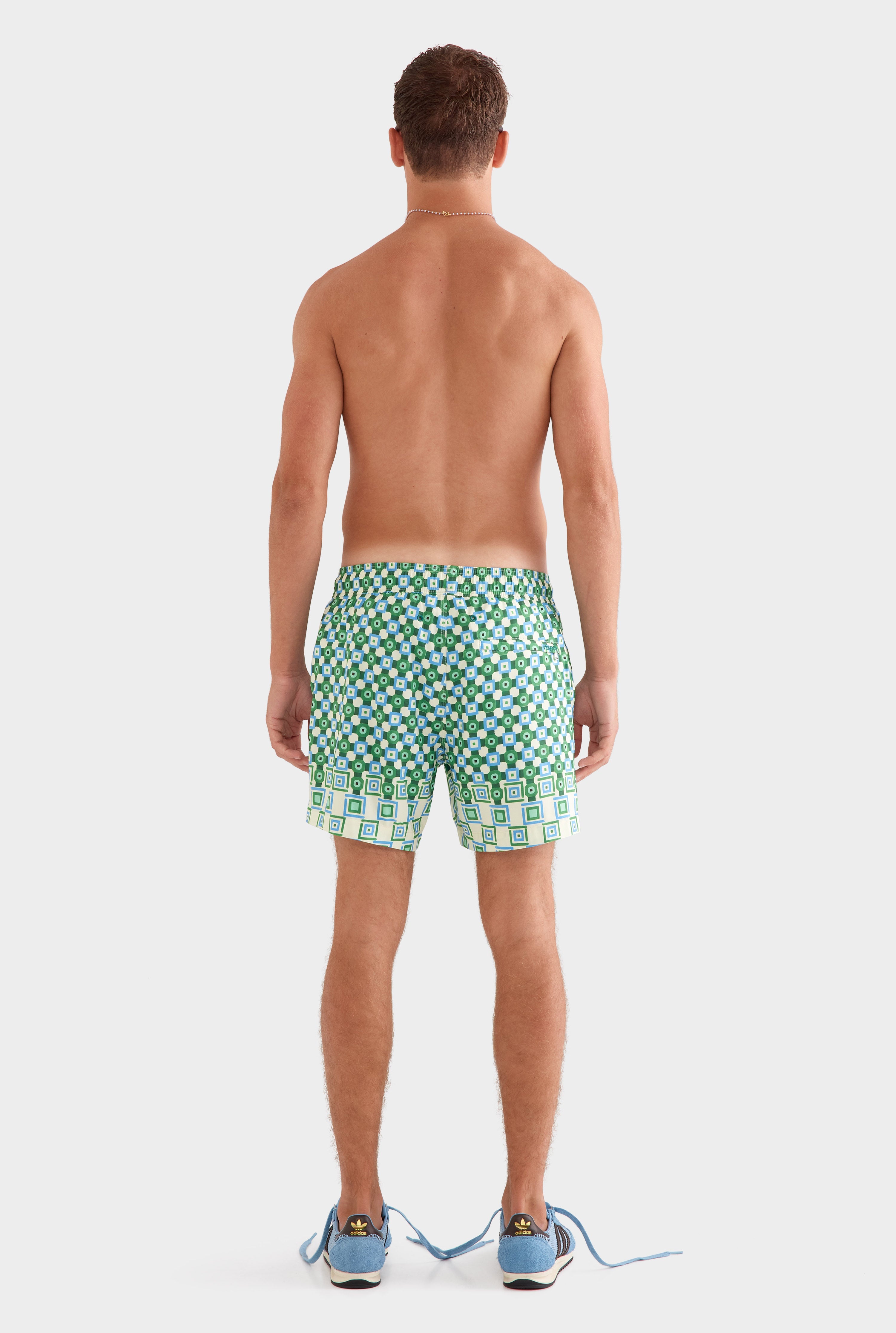 Printed Swim Short - Blue/Green Geo