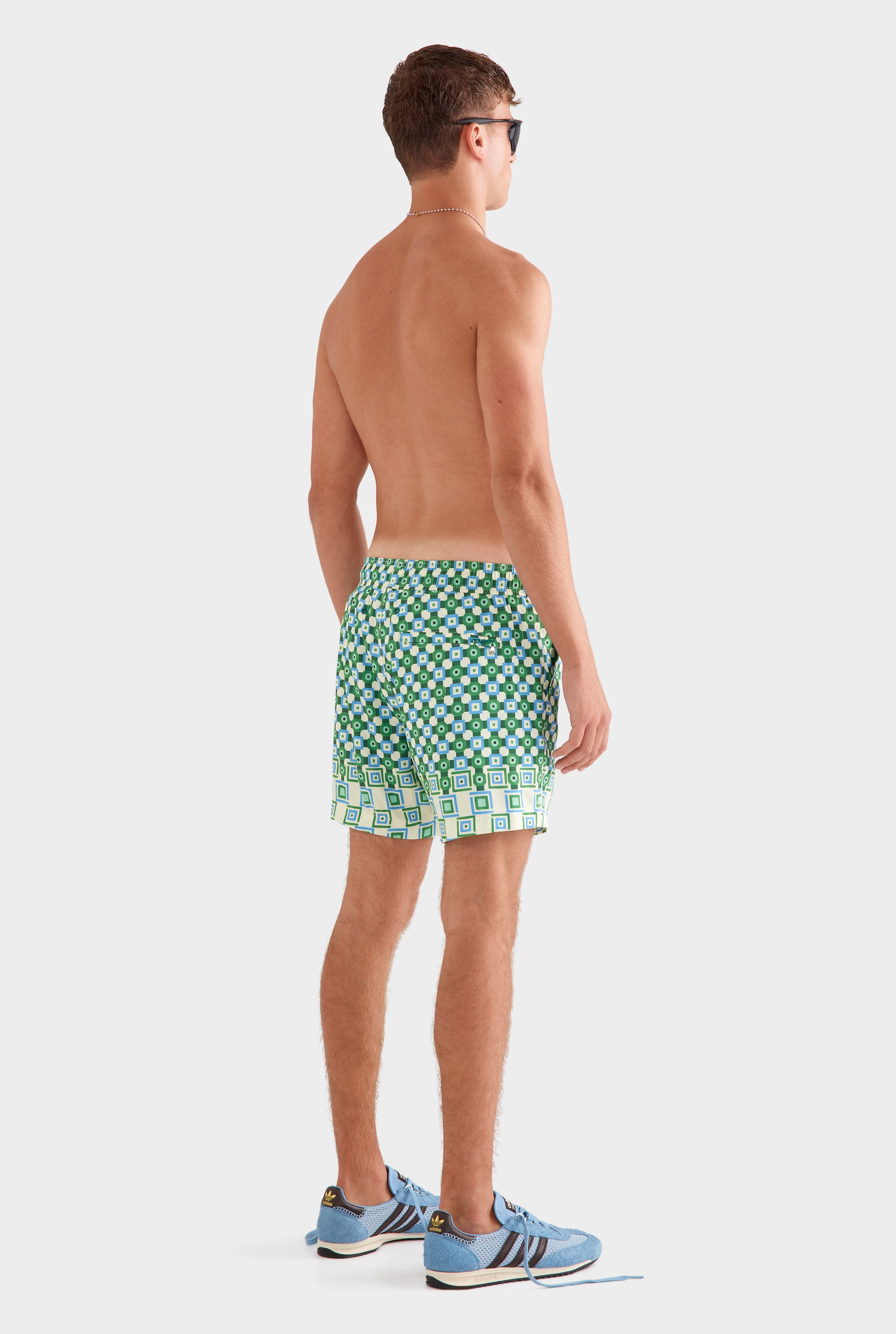 Printed Swim Short - Blue/Green Geo