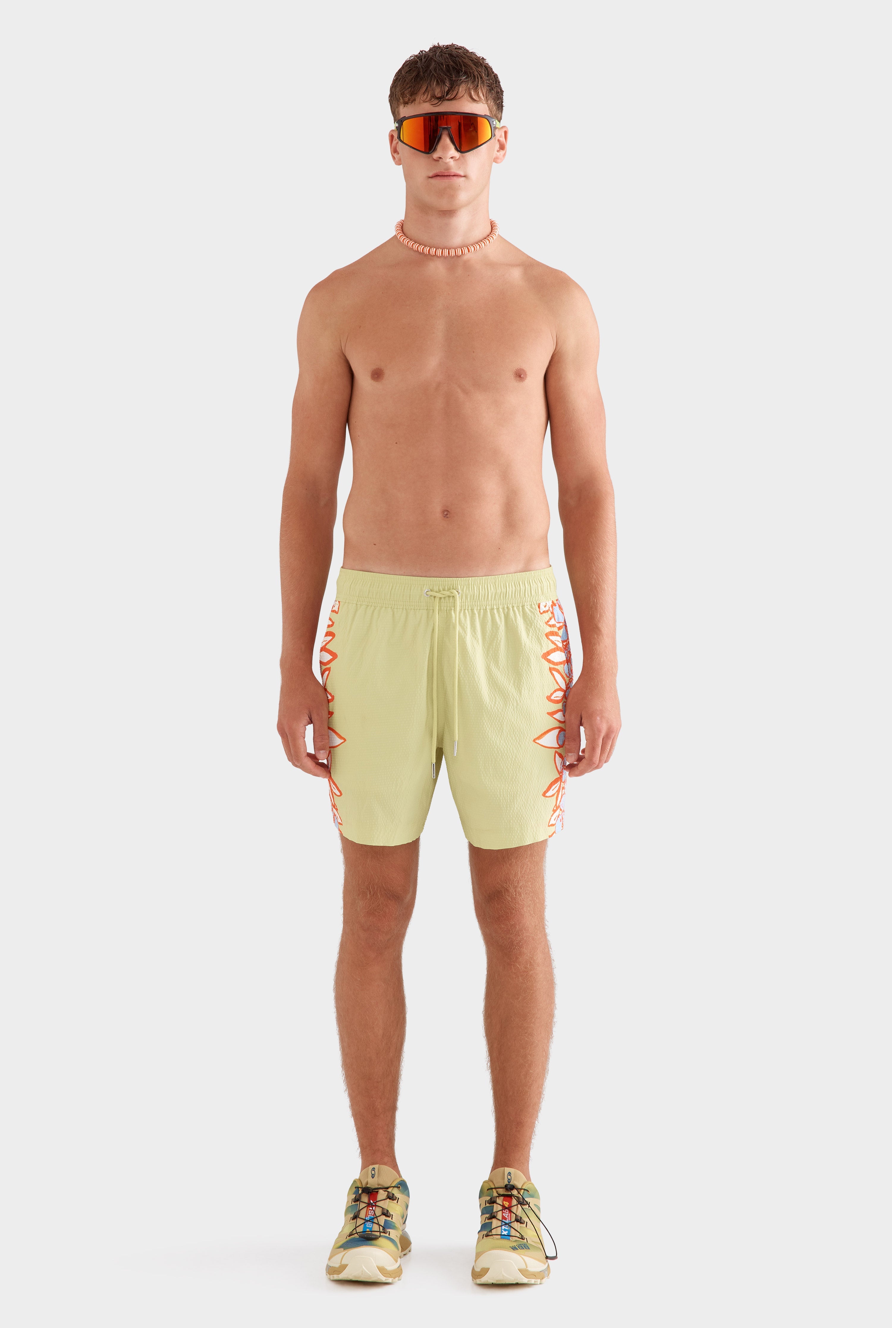 Printed Swim Short - Lime Green/Rio Red Floral