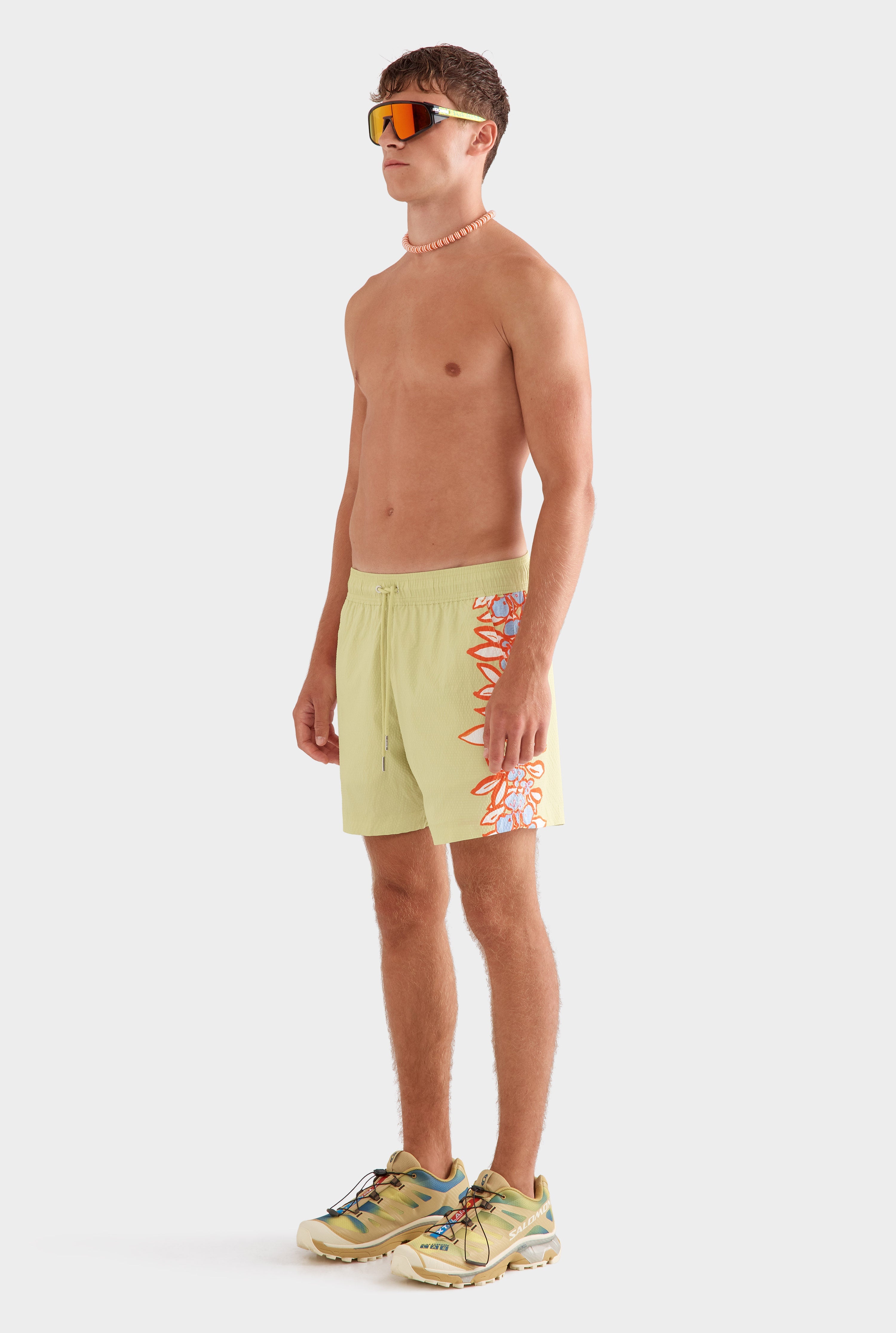 Printed Swim Short - Lime Green/Rio Red Floral
