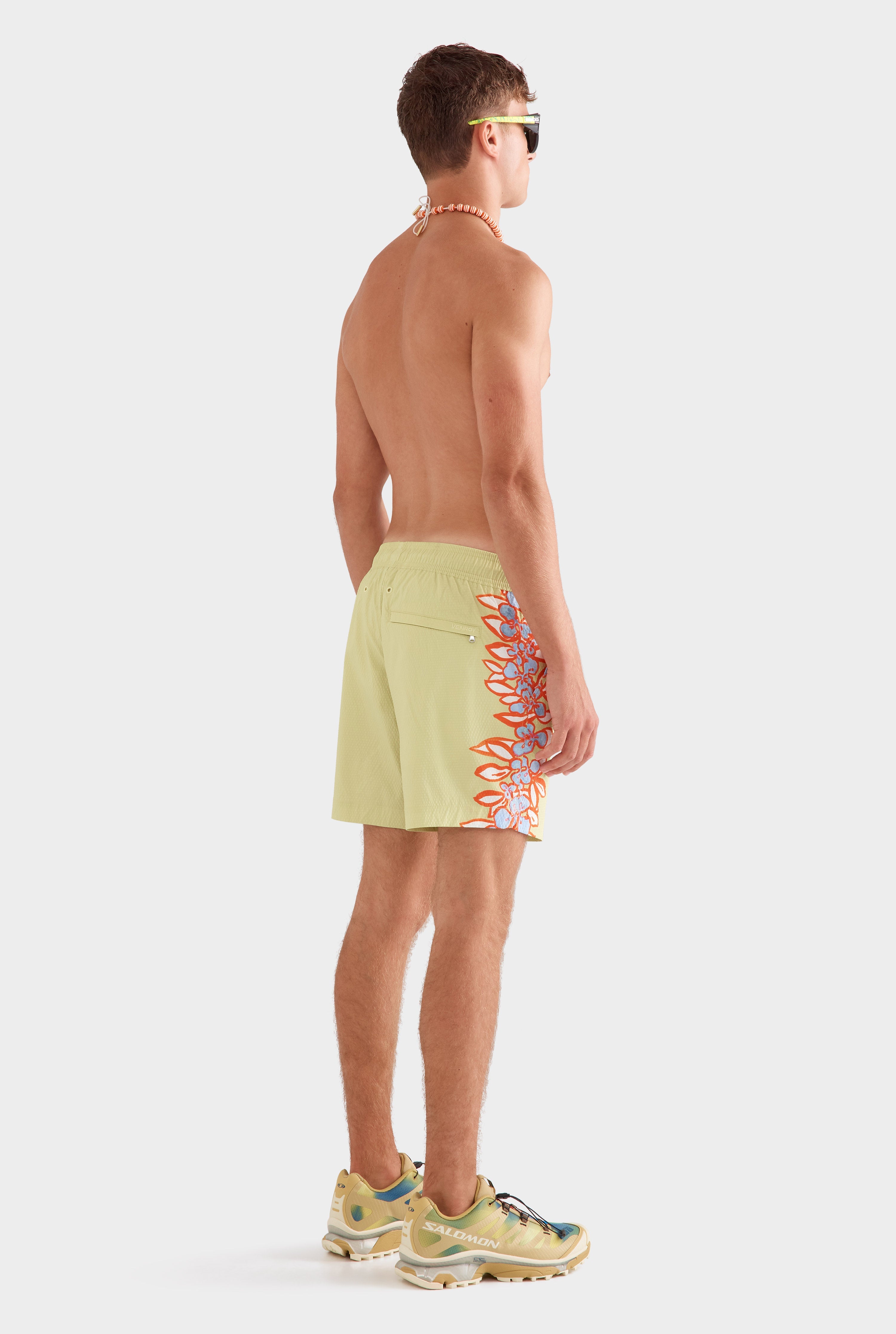 Printed Swim Short - Lime Green/Rio Red Floral