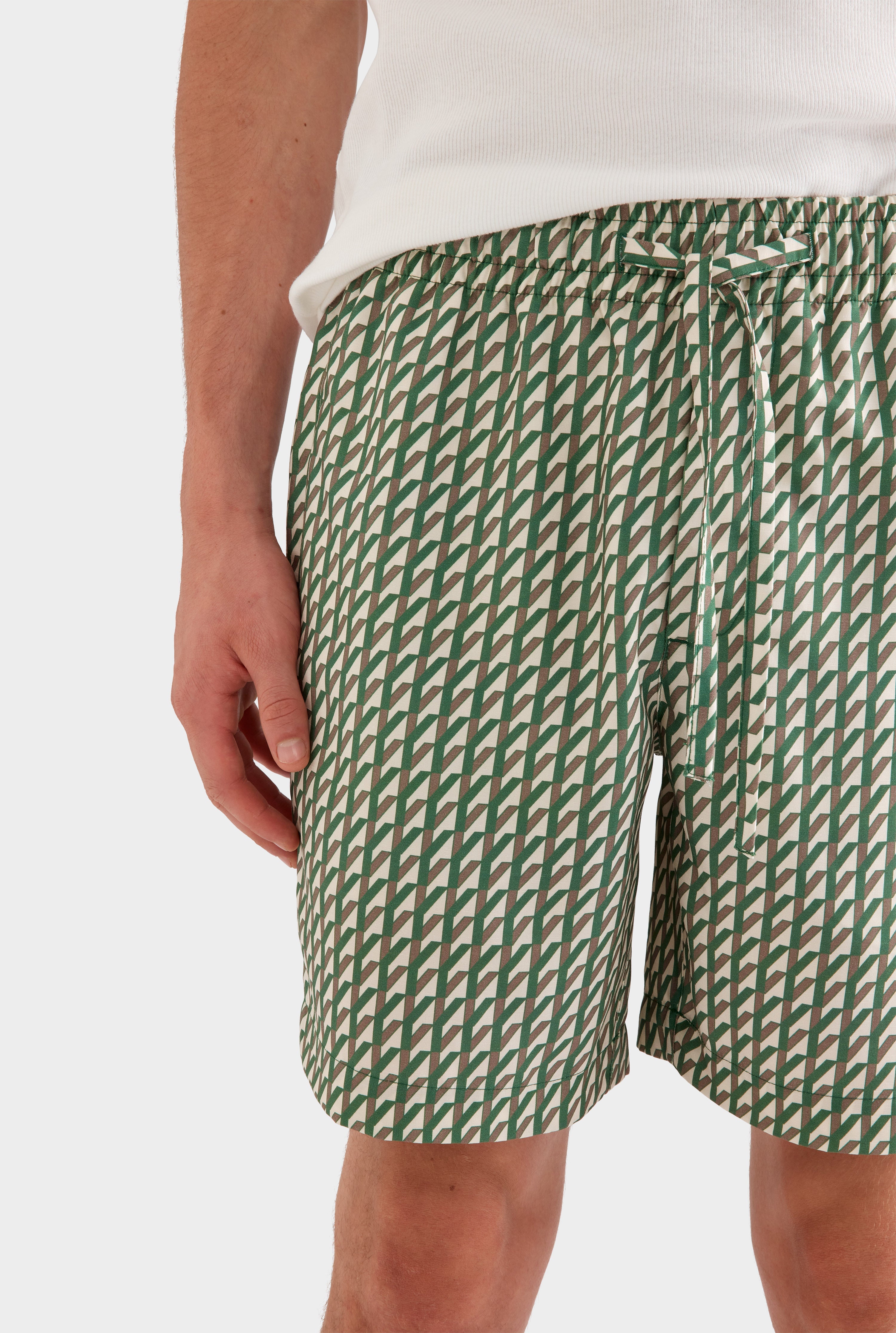 Printed Tencel Lounge Short - Cactus/Antique White V Monogram