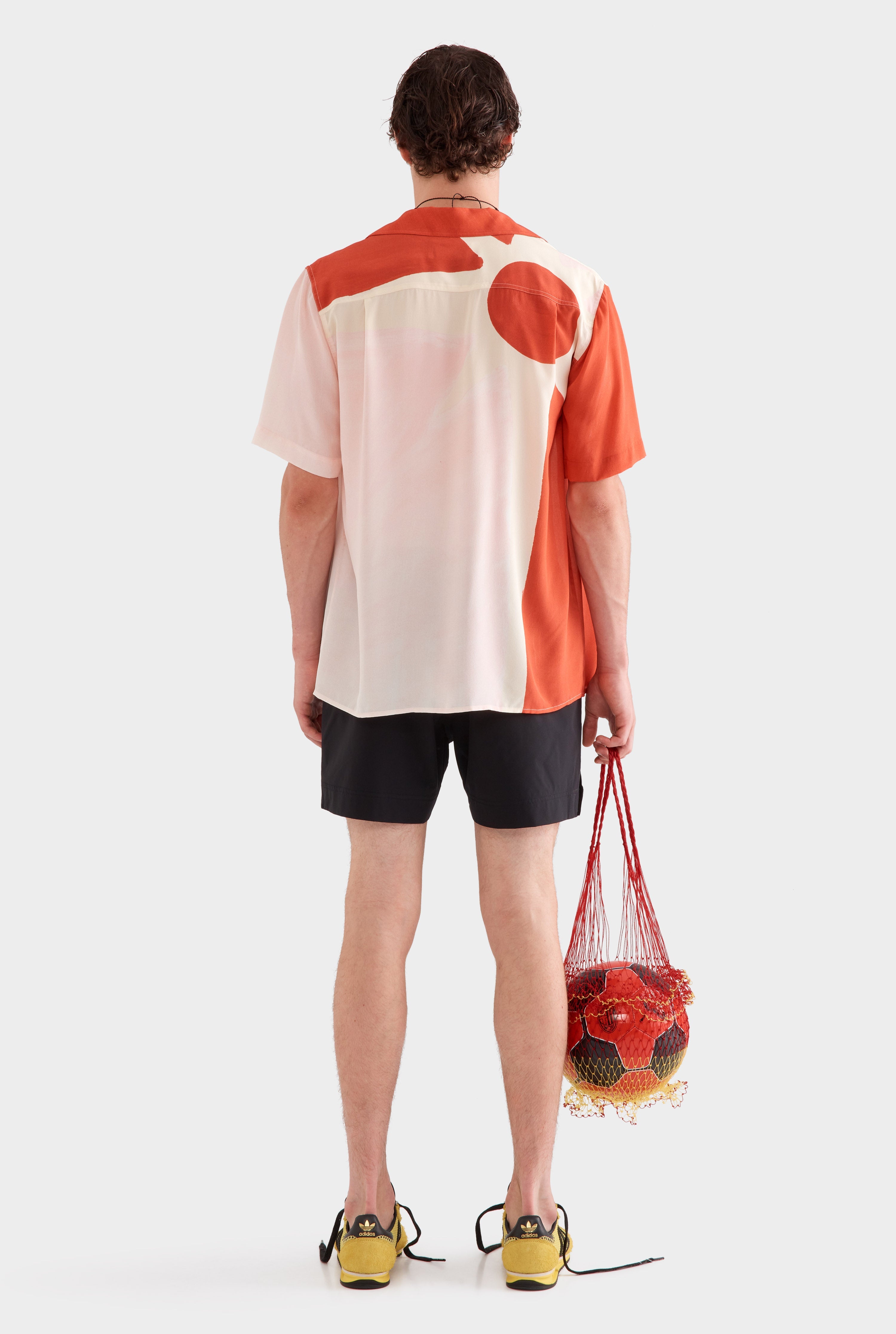 Flat Hem Short Sleeve Silk Camp Collar - Red/Pink Rio Sun