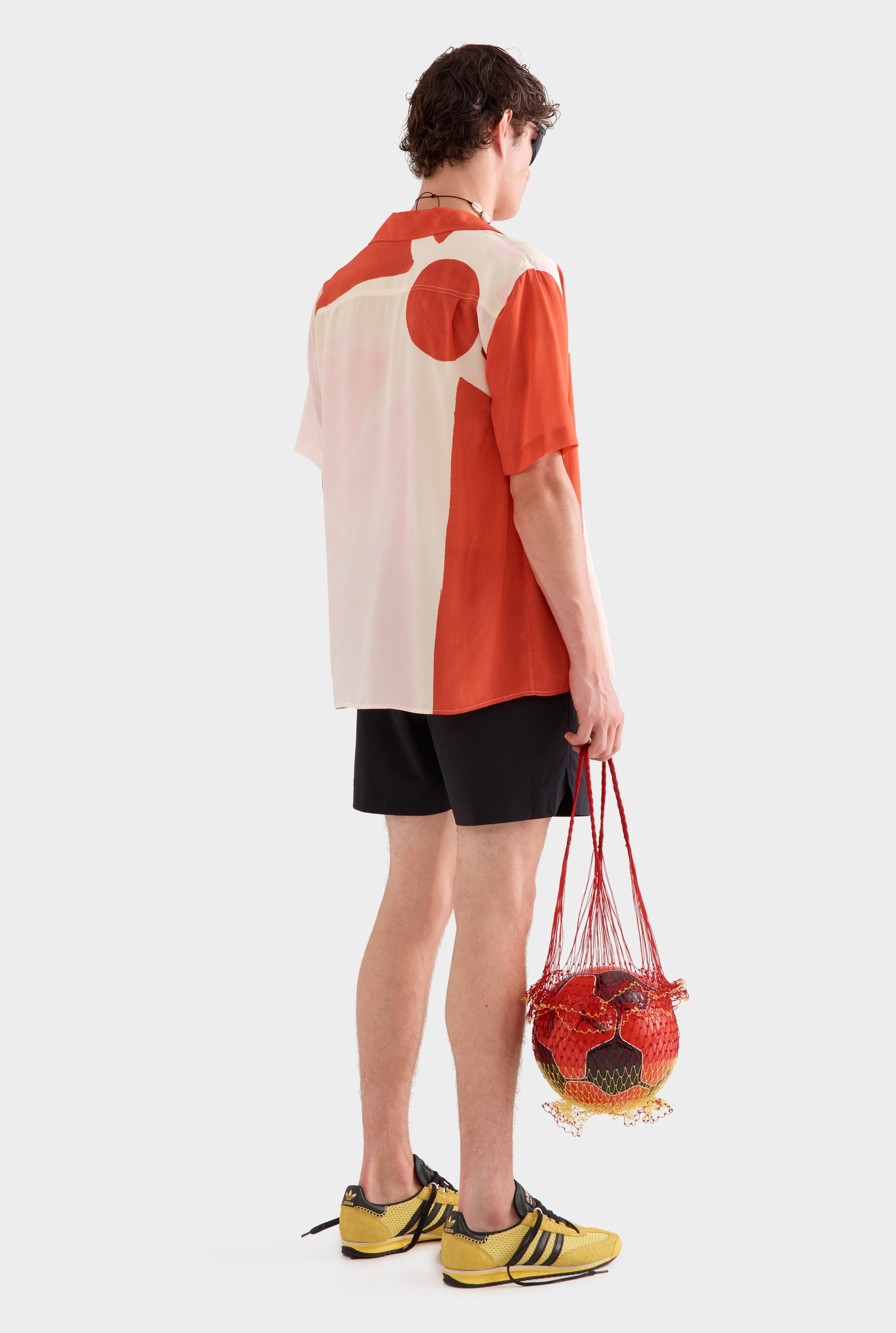 Flat Hem Short Sleeve Silk Camp Collar - Red/Pink Rio Sun