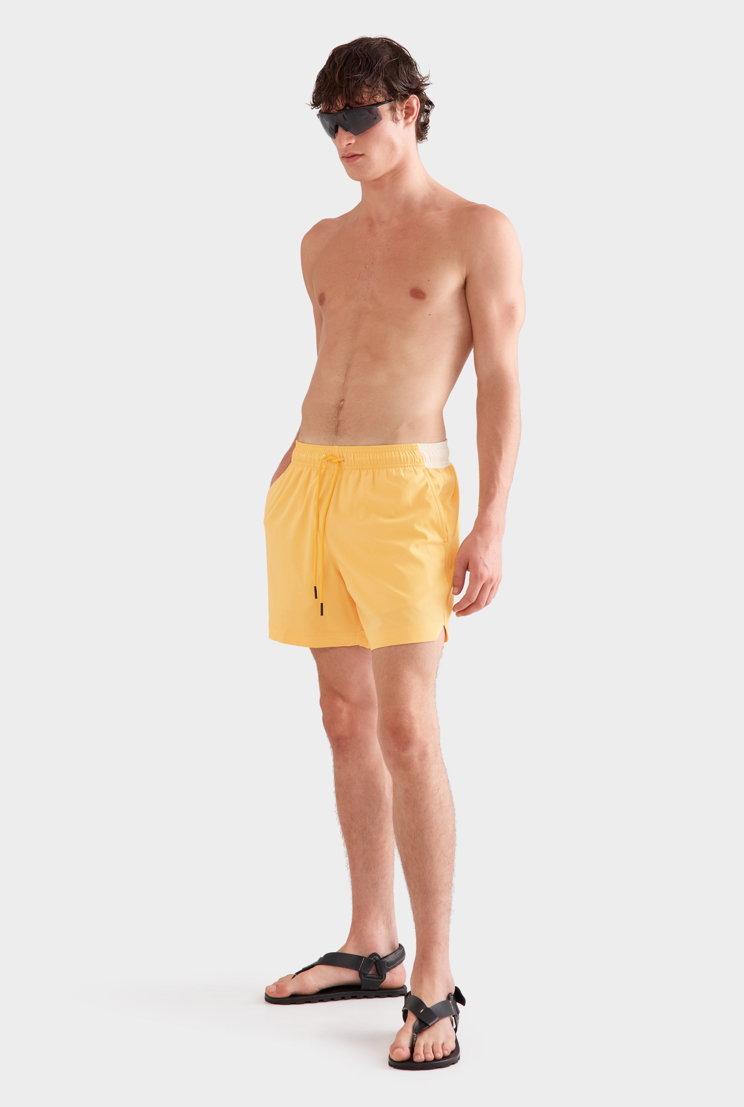 Solid Stretch Swim Short - Amber Yellow/Cream