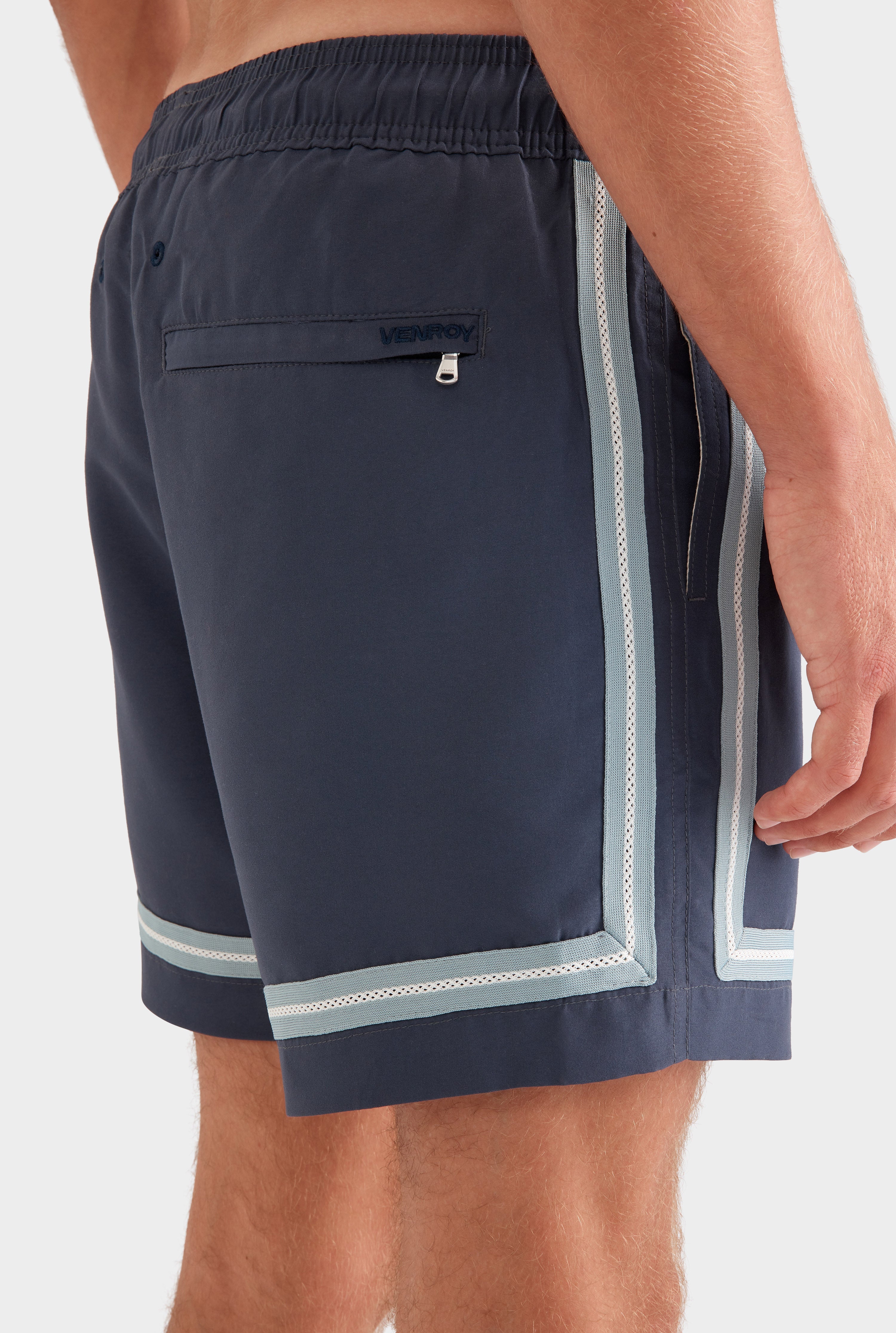 Solid Swim Short - Ink/Crochet Tape