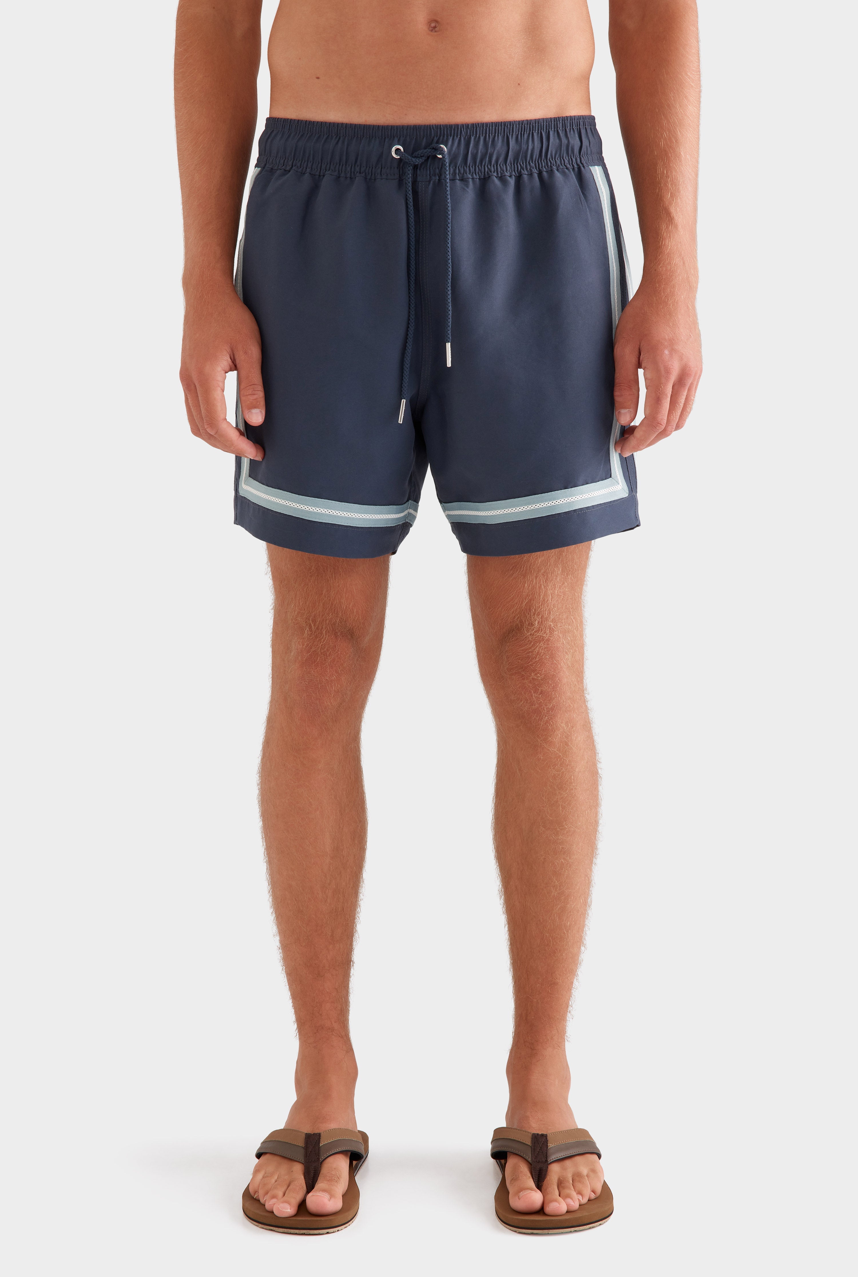 Solid Swim Short - Ink/Crochet Tape