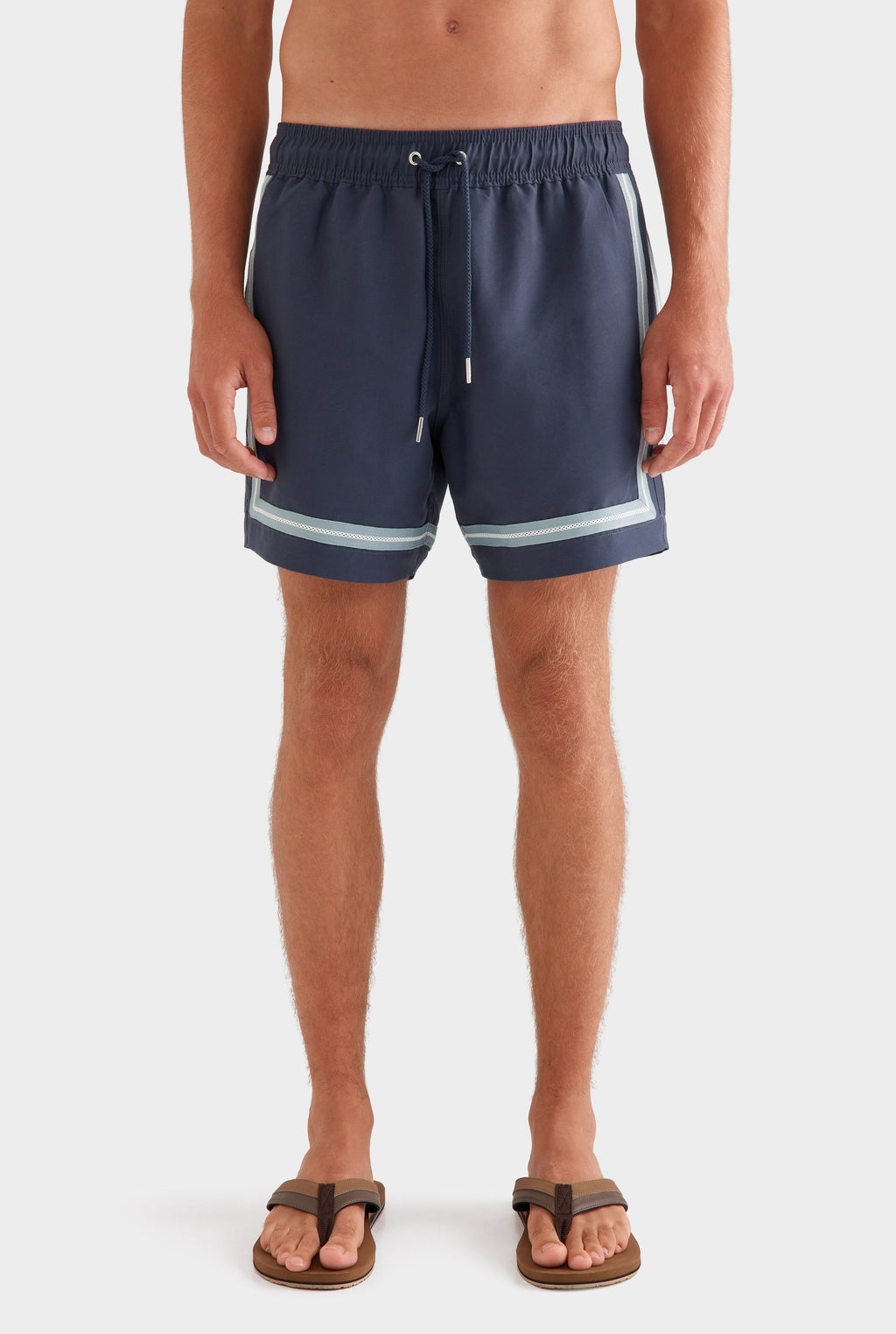 Solid Swim Short - Ink/Crochet Tape