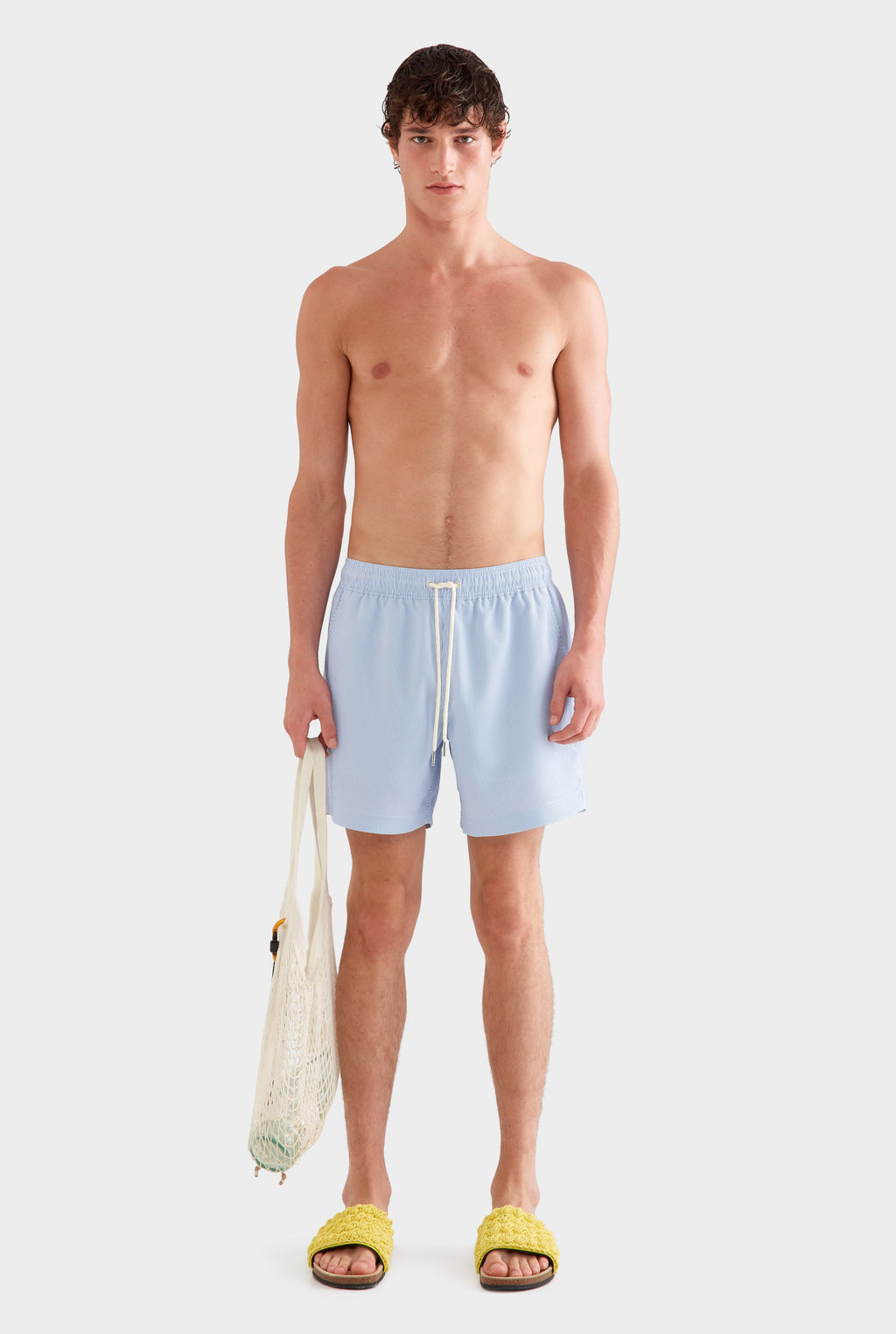 Striped Swim Short - Light Blue/White Stripe