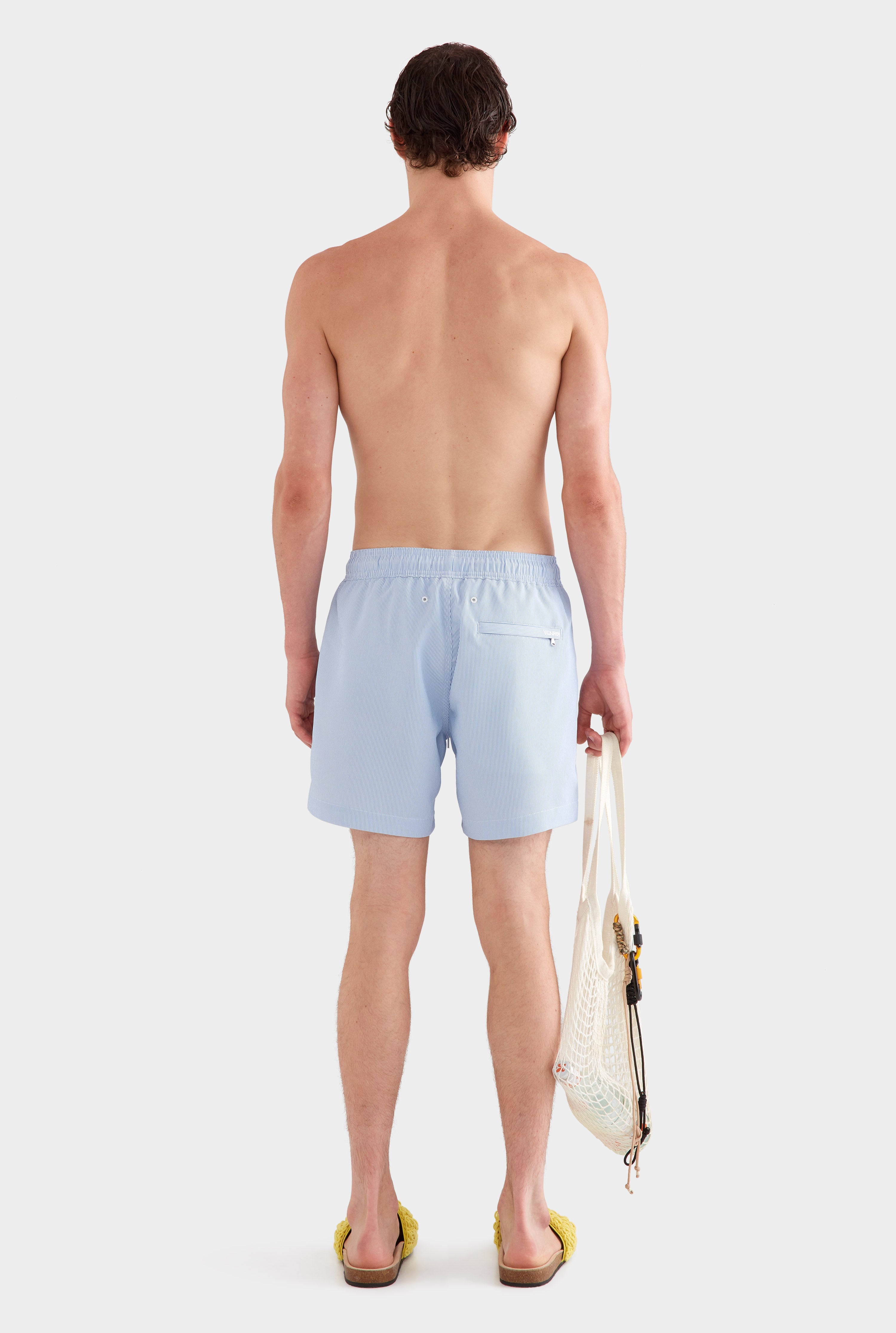 Striped Swim Short - Light Blue/White Stripe