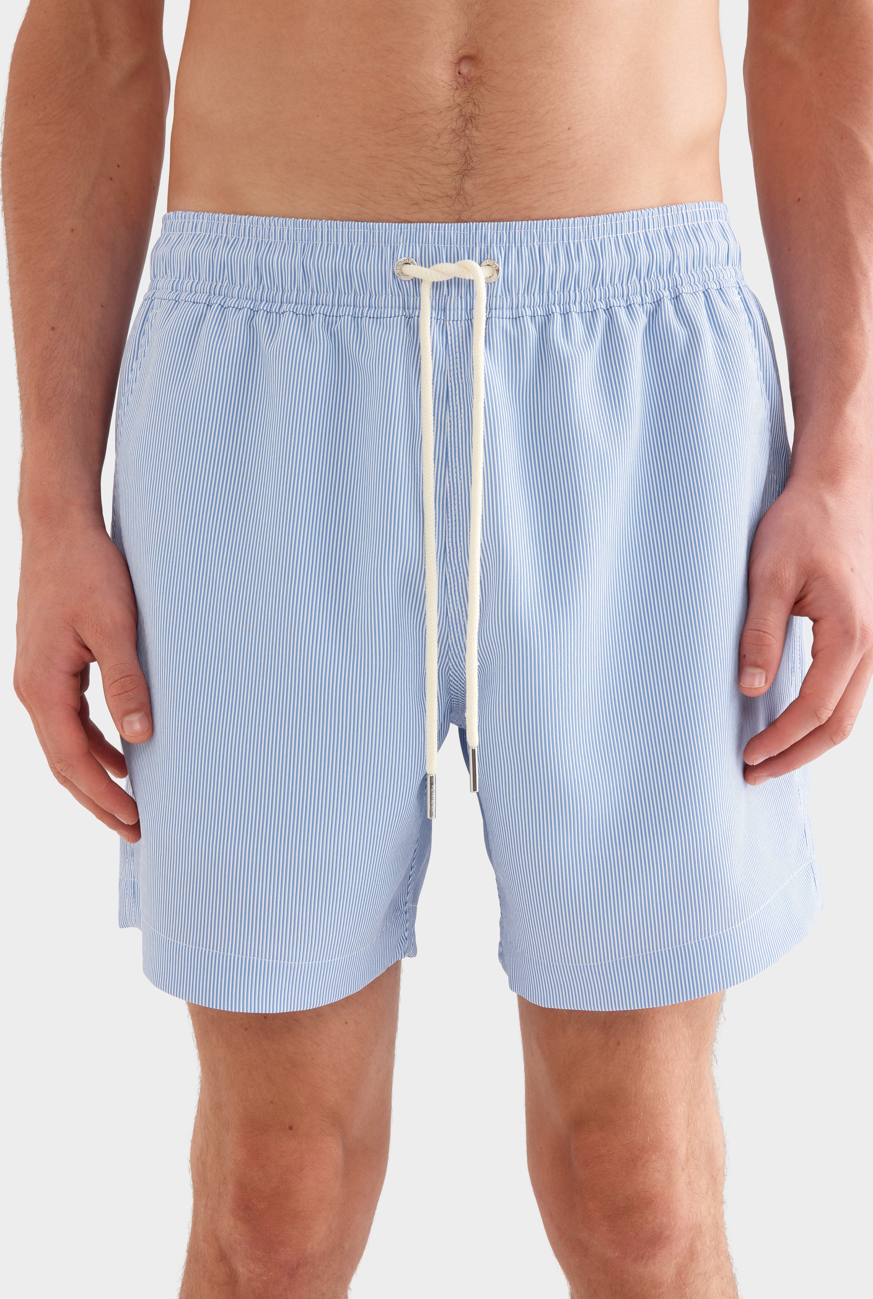 Striped Swim Short - Light Blue/White Stripe