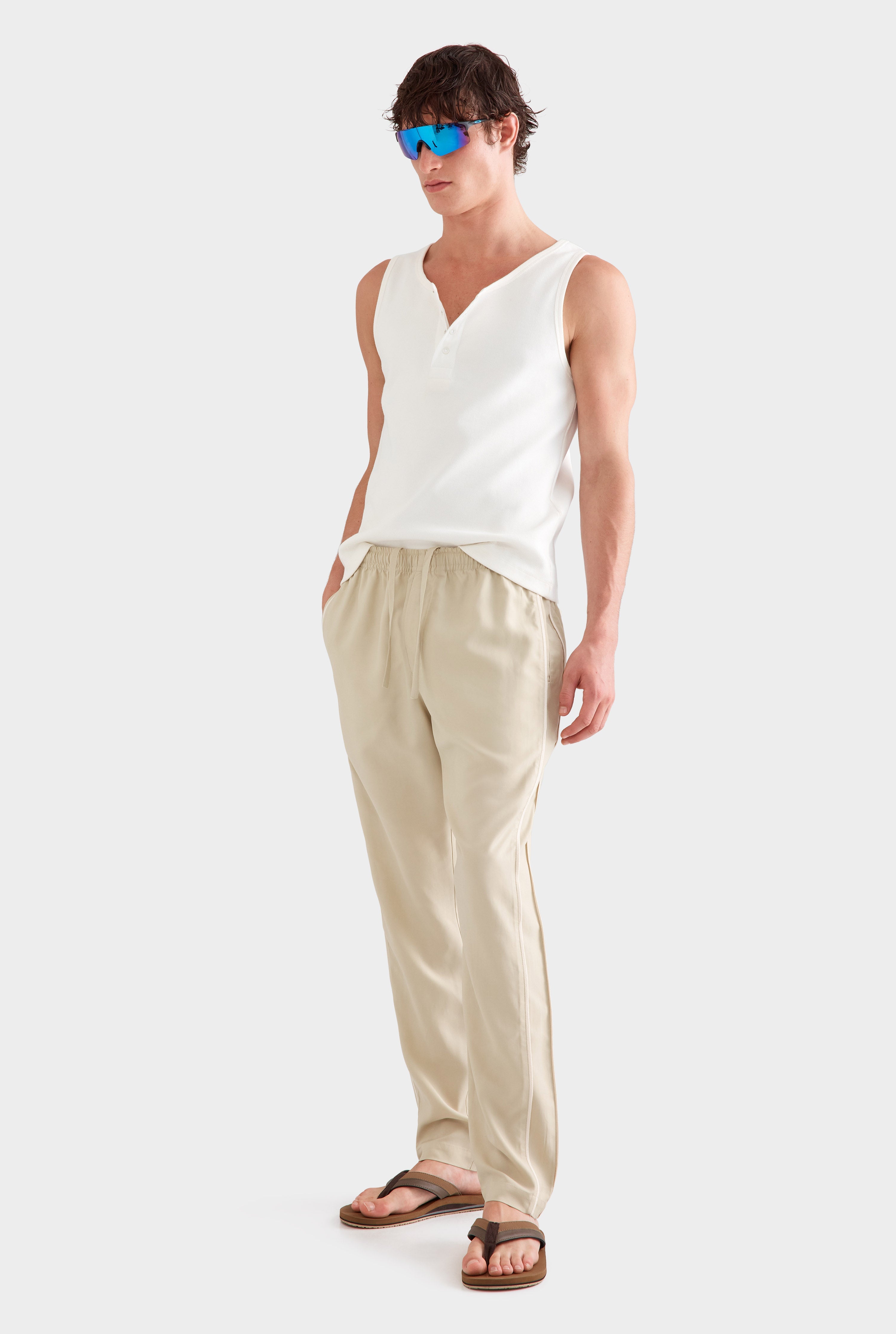 Tencel Lounge Chino - Pistachio Shell/Natural Tape