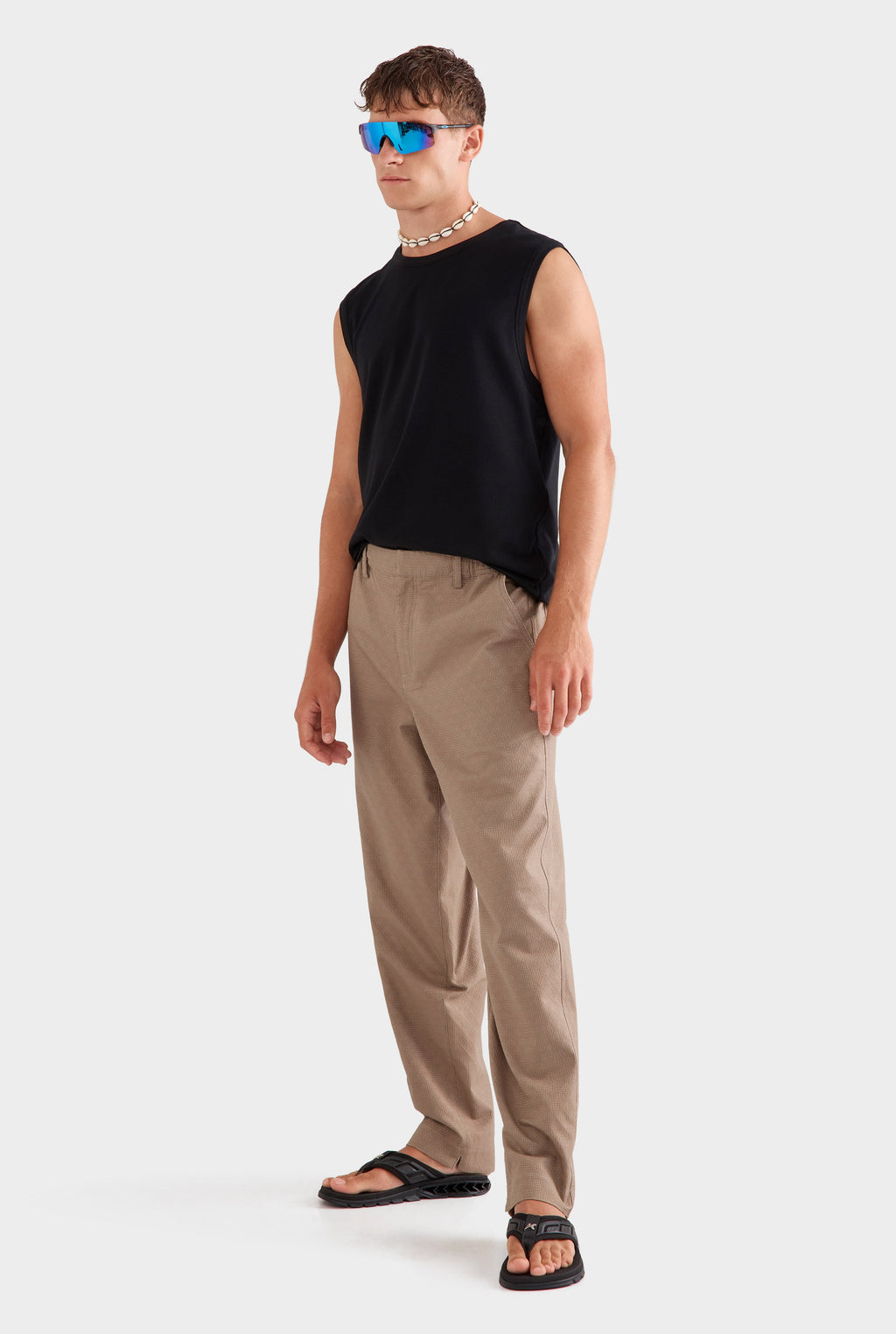 Textured Relaxed Trouser - Pebble
