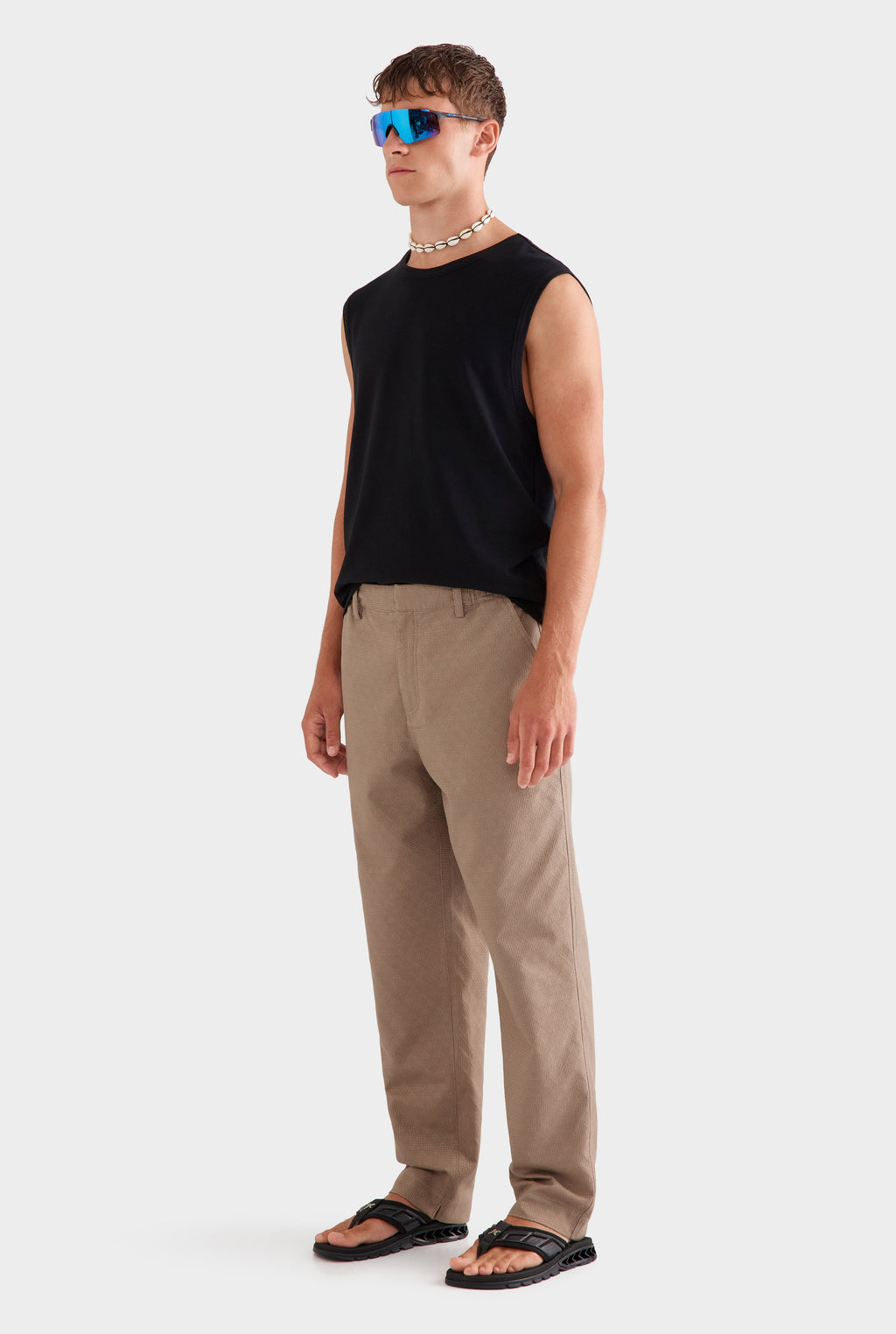 Textured Relaxed Trouser - Pebble