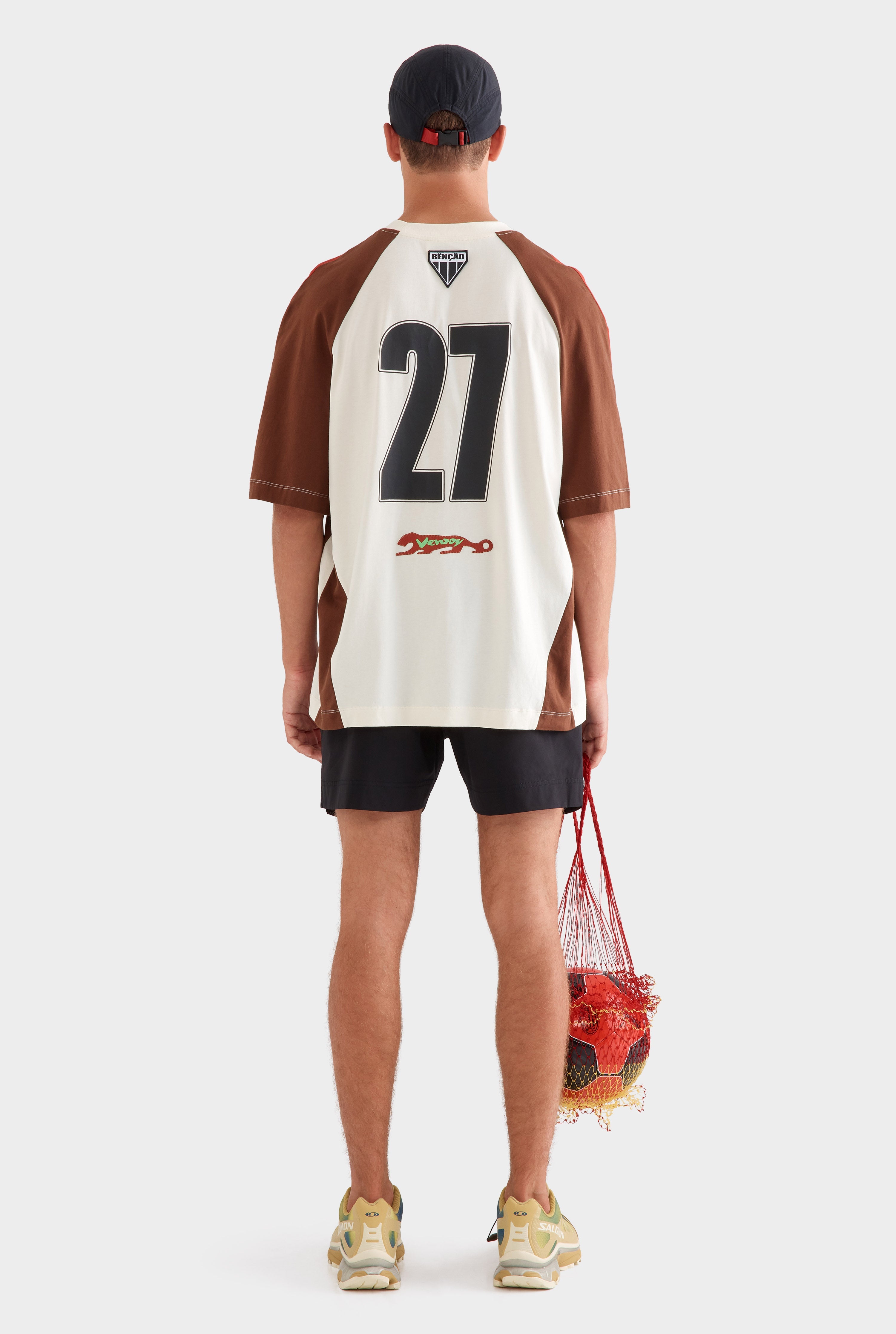 Venroy Rio Panelled Jersey T-Shirt - Cream/Picante/Cocoa