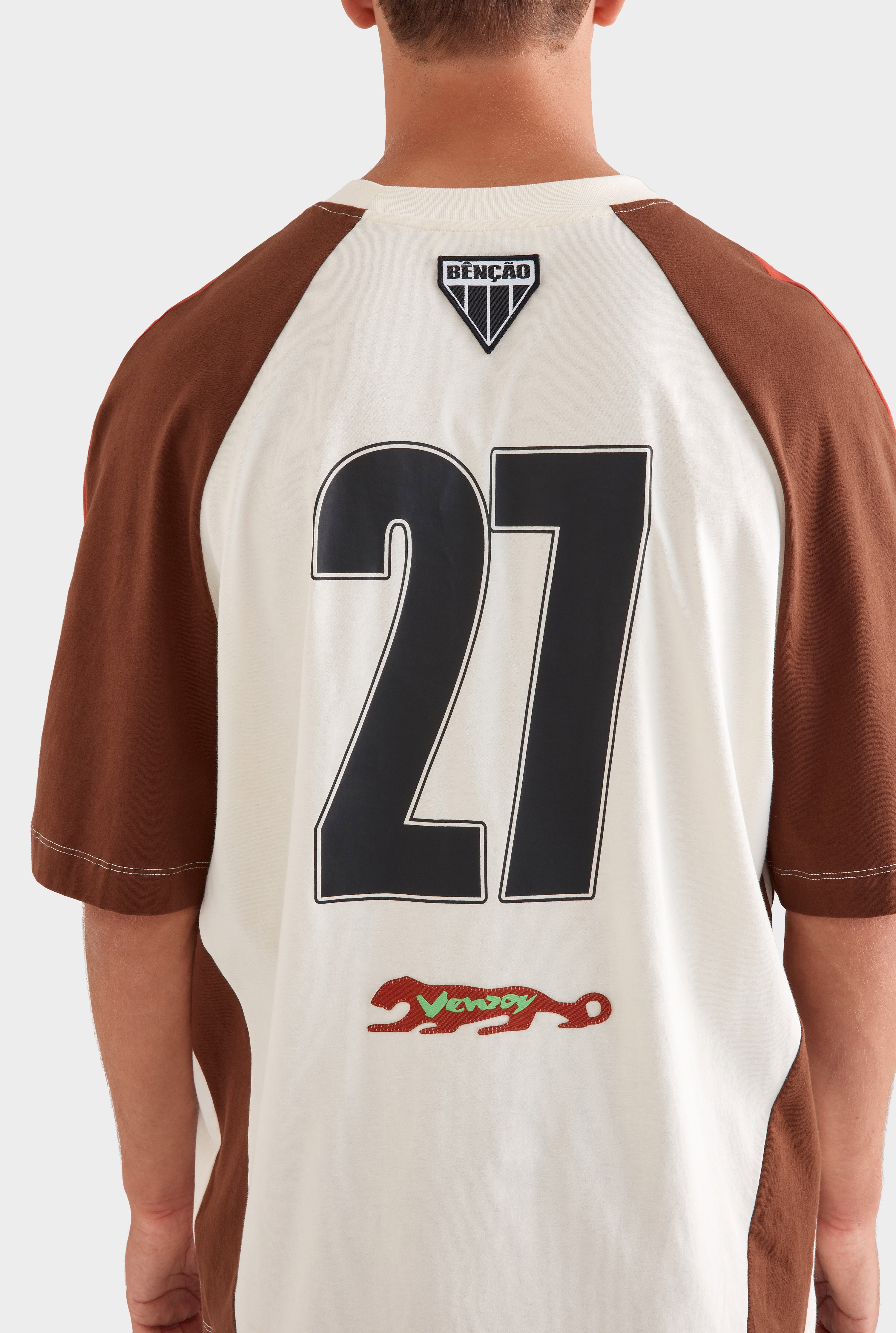 Venroy Rio Panelled Jersey T-Shirt - Cream/Picante/Cocoa