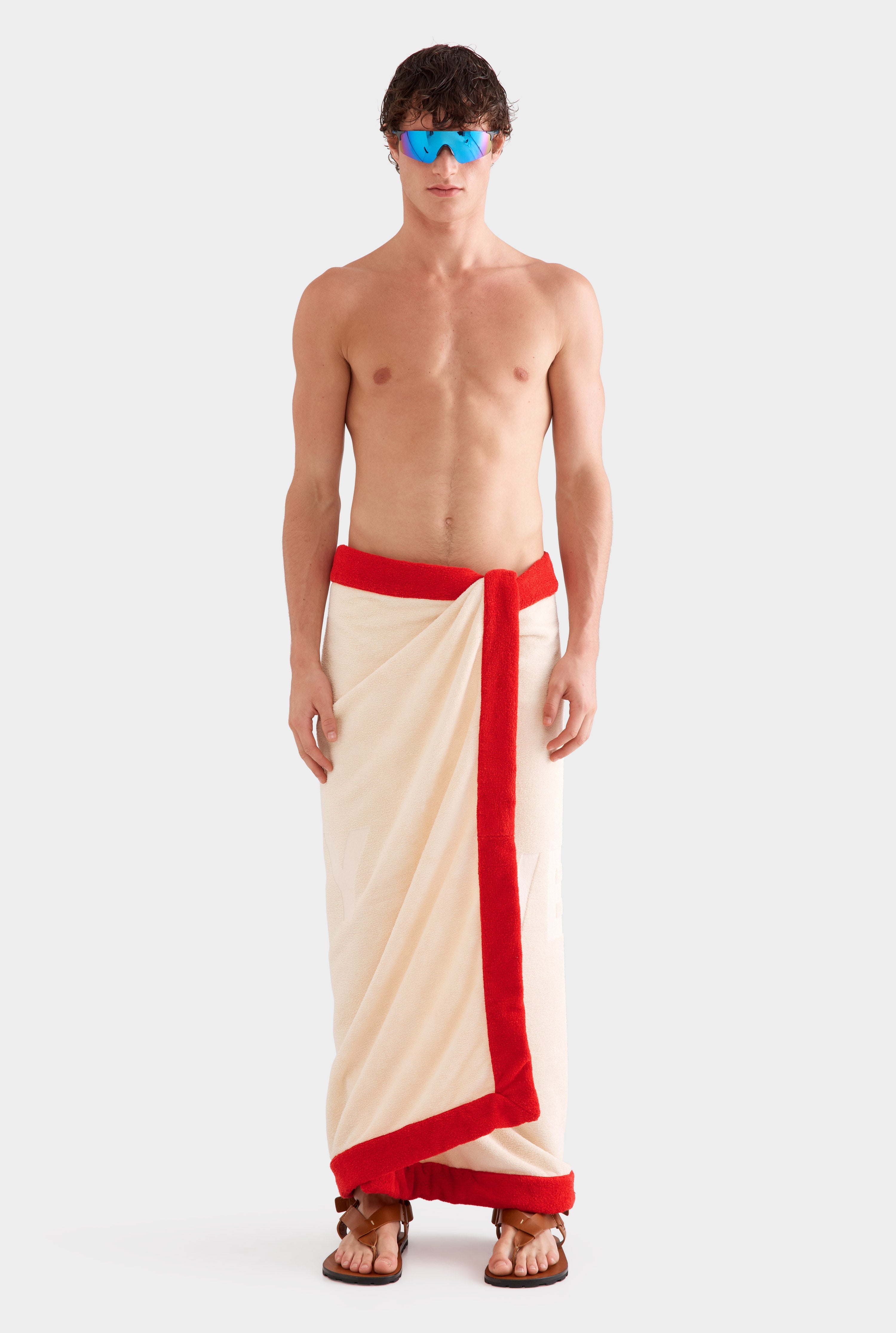Venroy Border Towel - Cream/Red