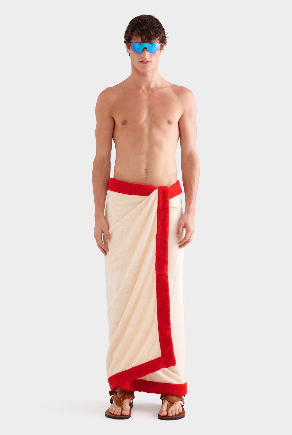 Venroy Border Towel - Cream/Red