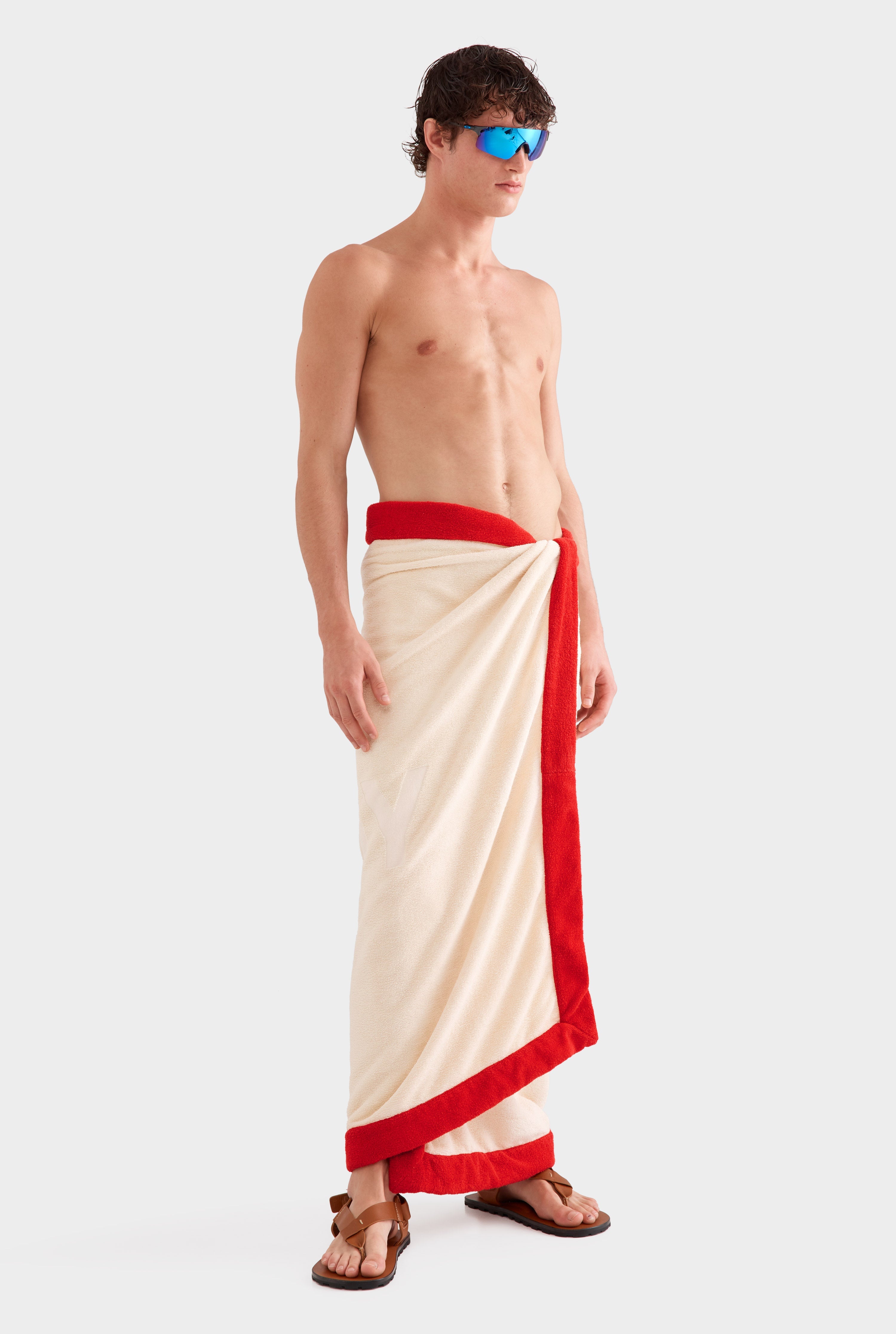 Venroy Border Towel - Cream/Red