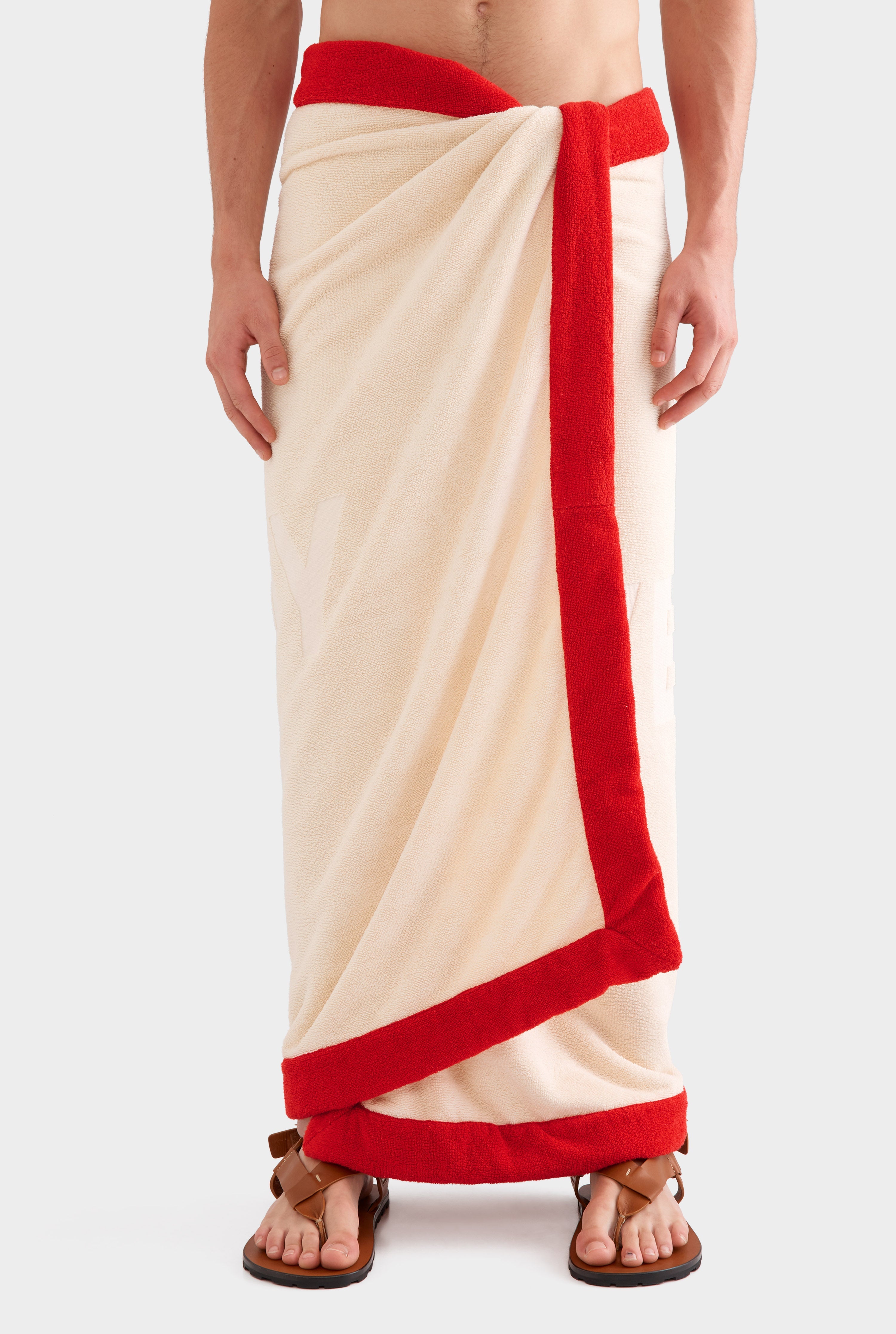 Venroy Border Towel - Cream/Red